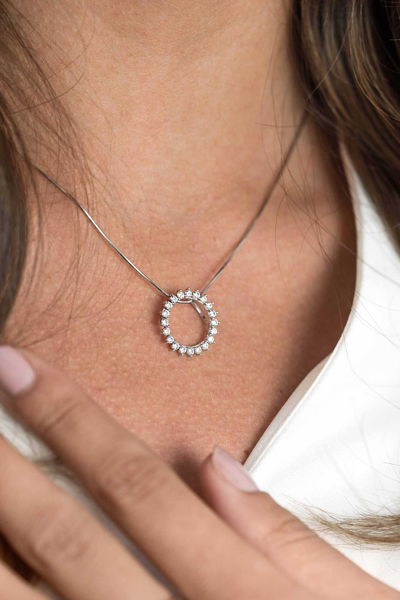 ZINZI zilveren hanger zon wit 18mm ZIH1883 (zonder collier)