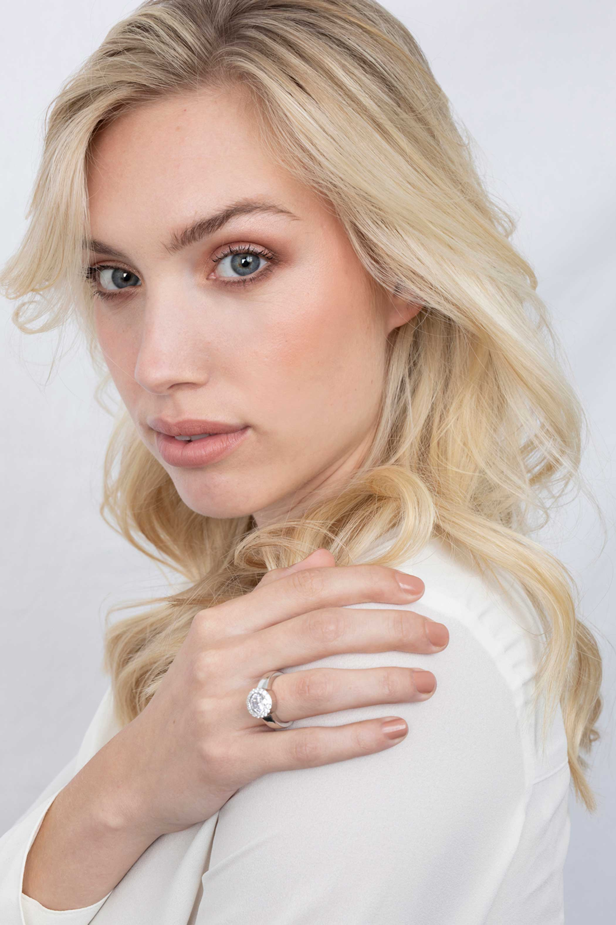 ZINZI zilveren wisselring rond wit ZIR4C