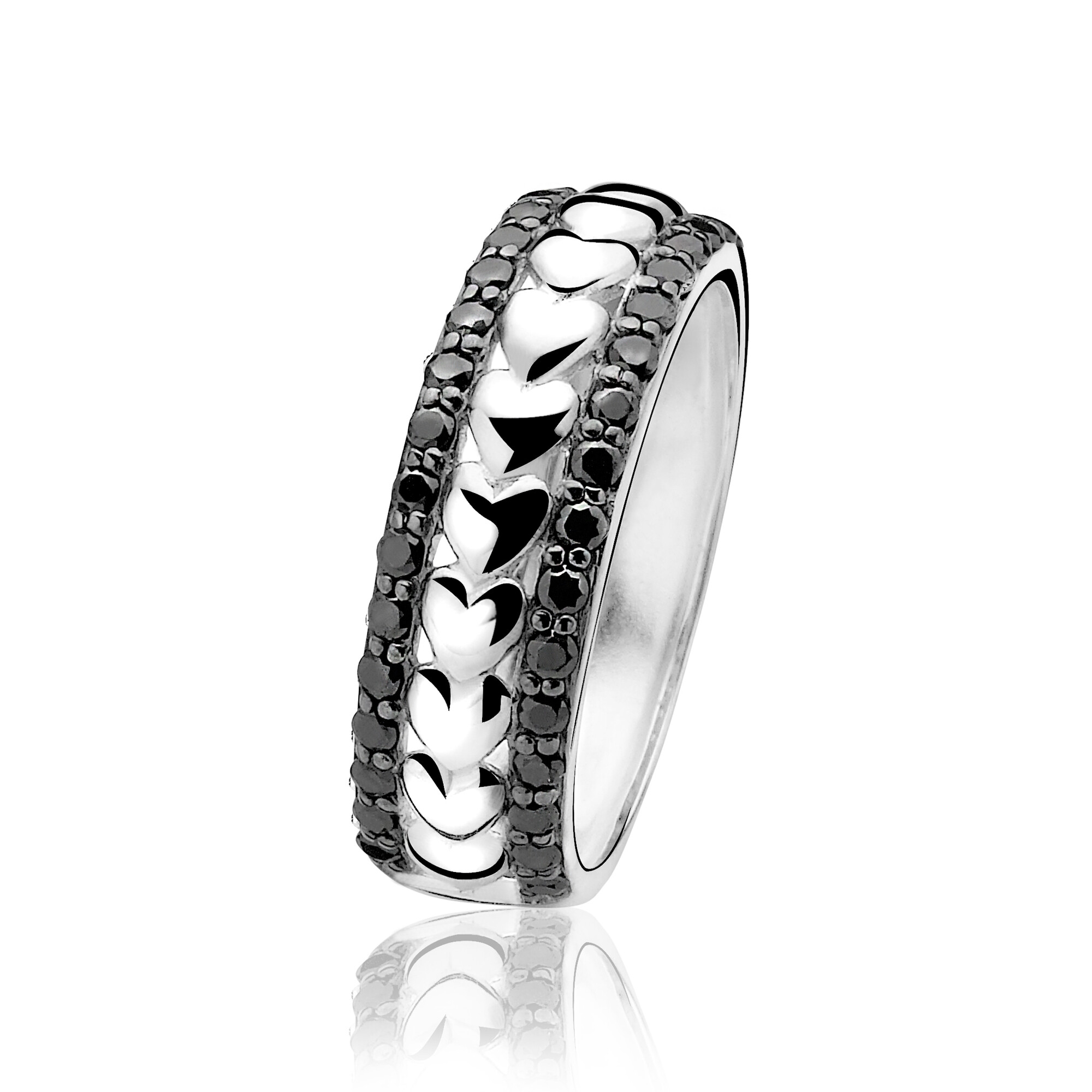 ZINZI zilveren ring hart zwart ZIR829ZC