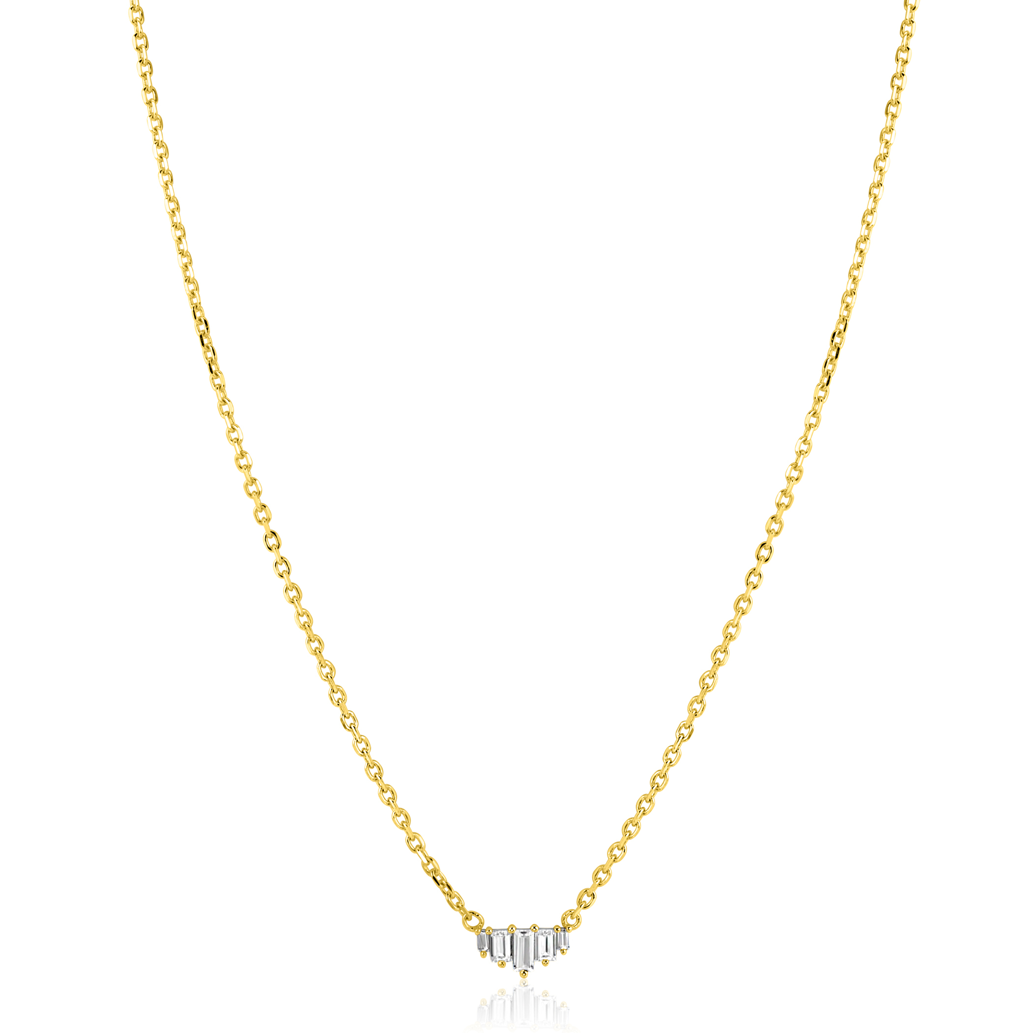ZINZI gold plated zilveren ketting 42–45cm met piramide vorm, bezet met witte zirkonia’s ZIC2723Y