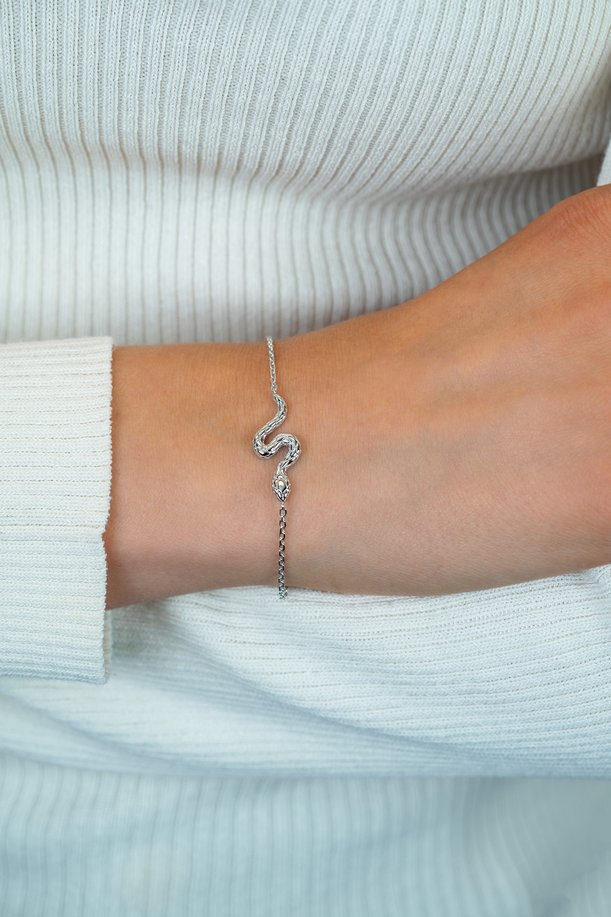 ZINZI zilveren armband met elegante slang, witte zirkonia's ZIA2721