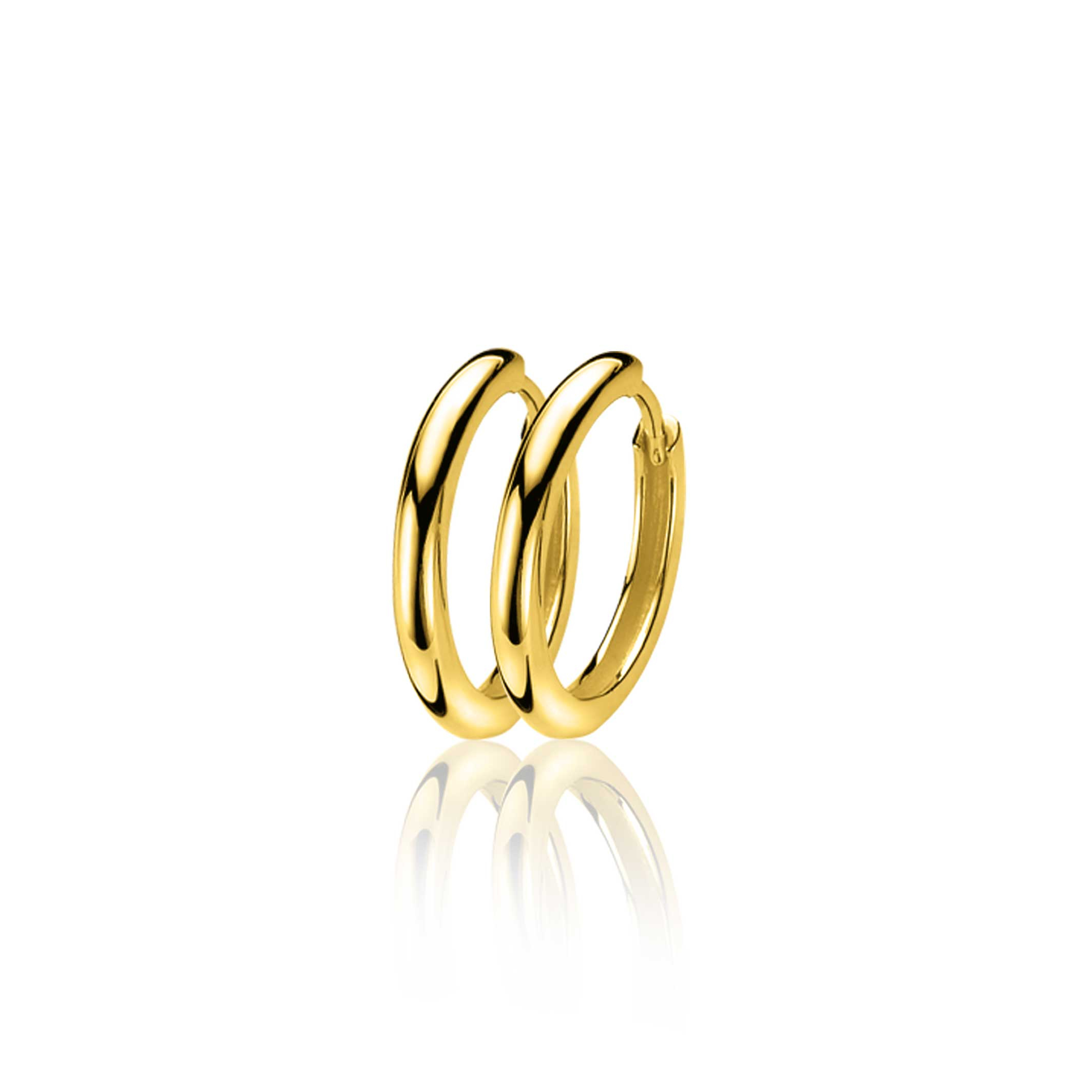 17mm ZINZI goldplated zilveren oorringen glad met 2mm buisdikte en luxe klapsluiting ZIO402G