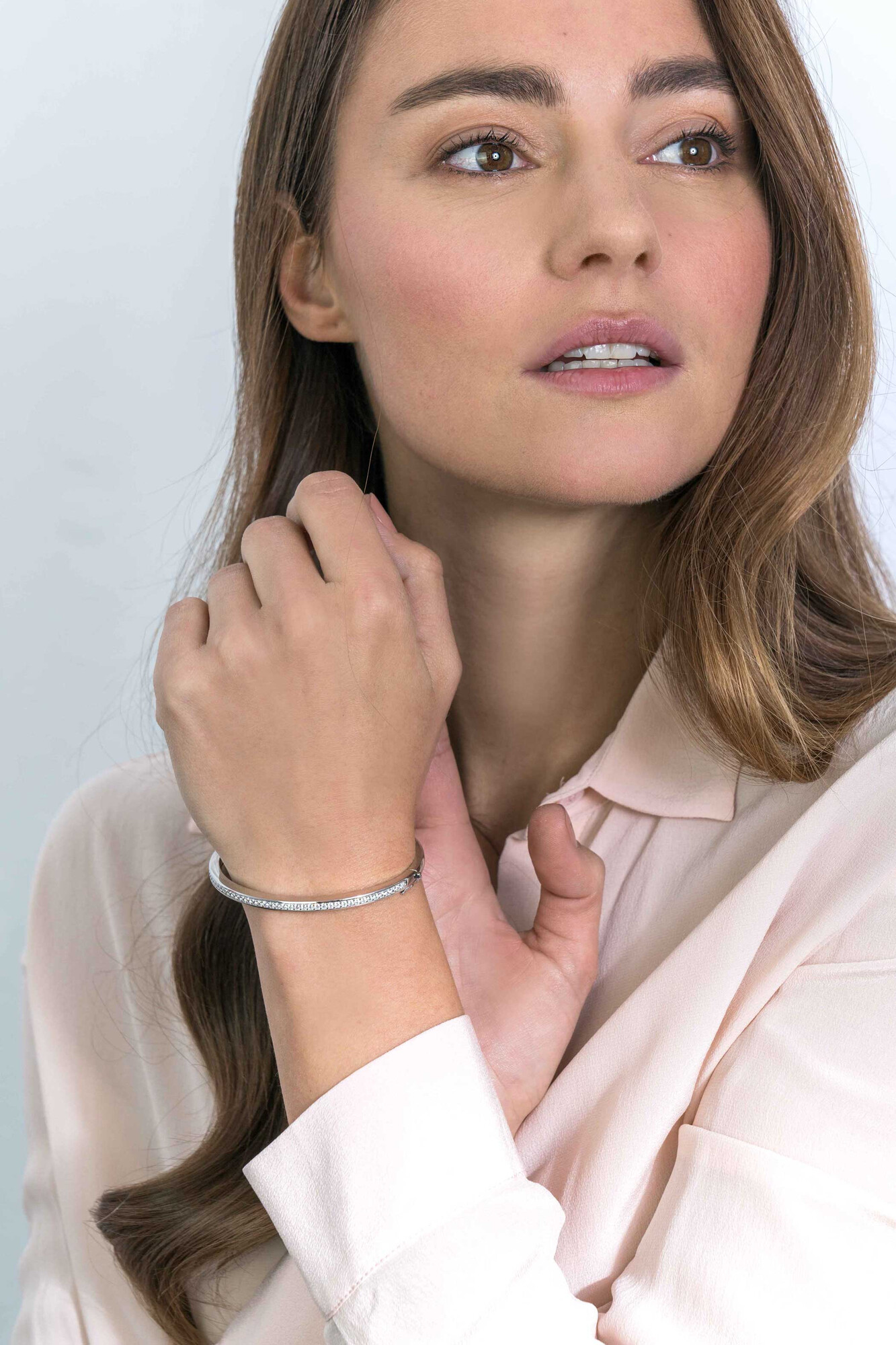 ZINZI zilveren bangle armband wit 3,5mm breed 60mm diameter ZIA1240
