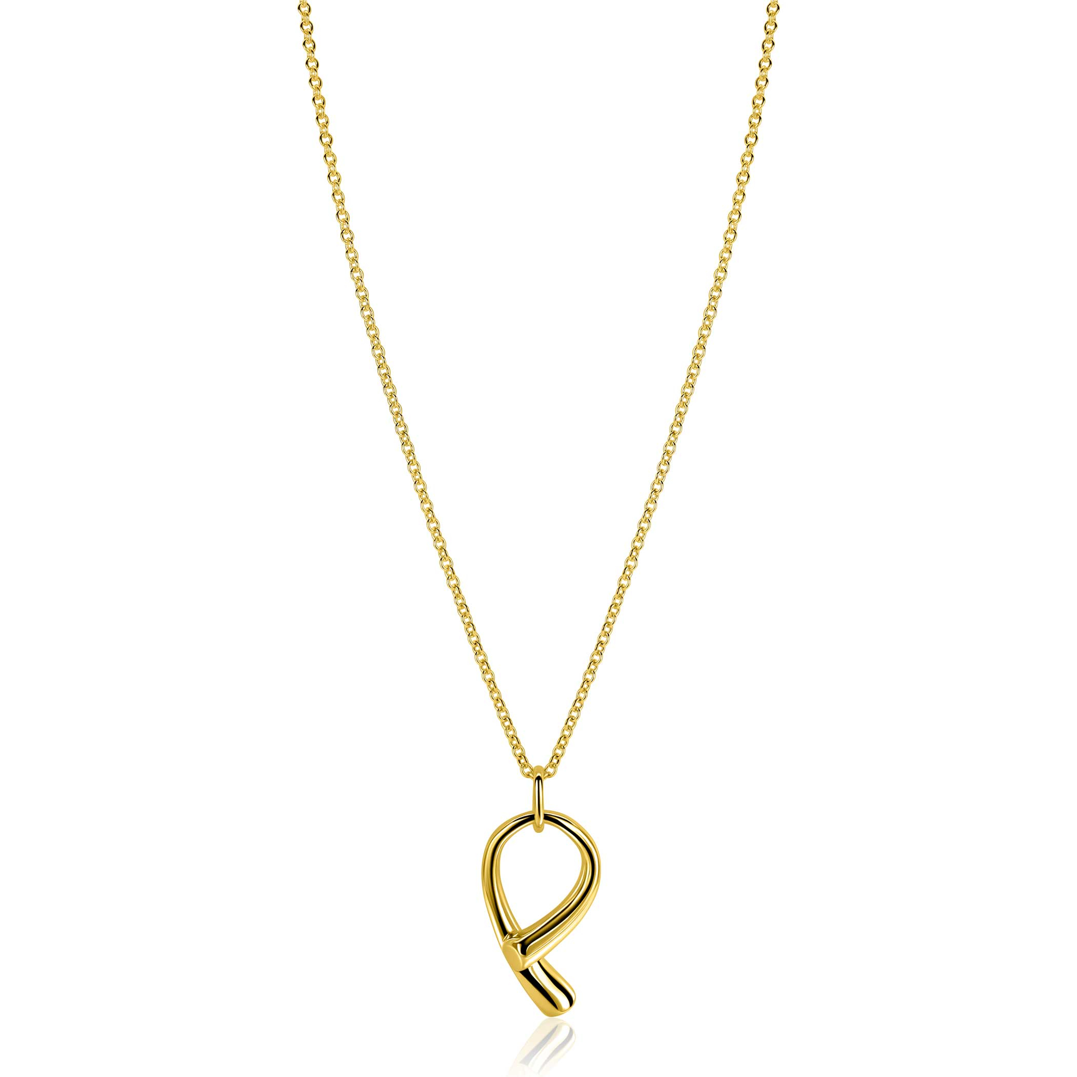 ZINZI goldplated zilveren ketting 45cm met grote sierlijke hanger 40mm ZIC2786G