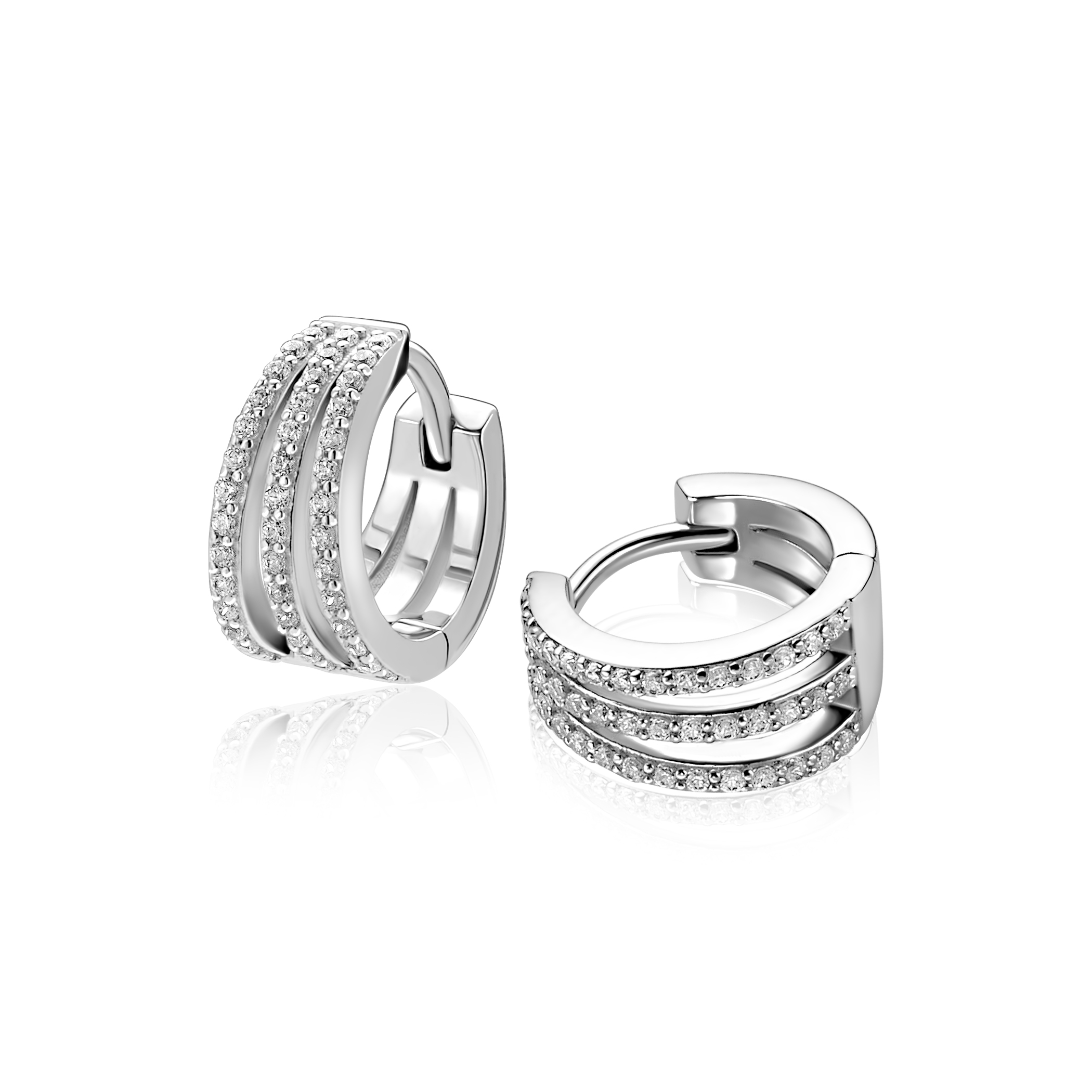 13mm ZINZI zilveren multi-look oorringen met luxe scharniersluiting 6mm breed ZIO2727