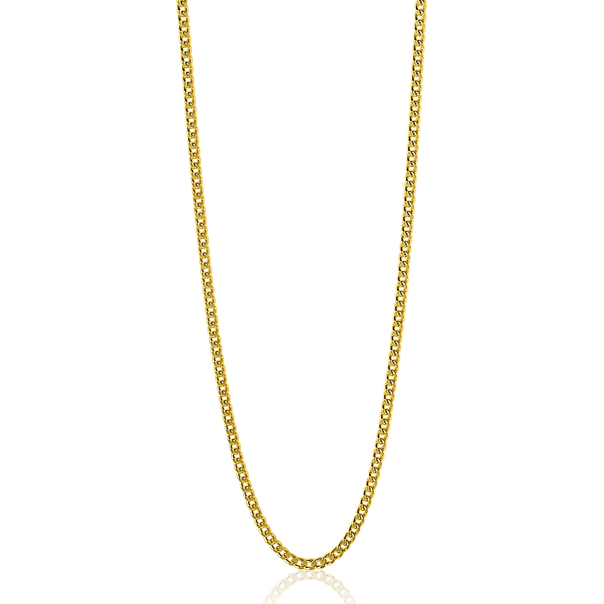 80cm ZINZI zilveren gourmet ketting gold plated. ZILC-G80G