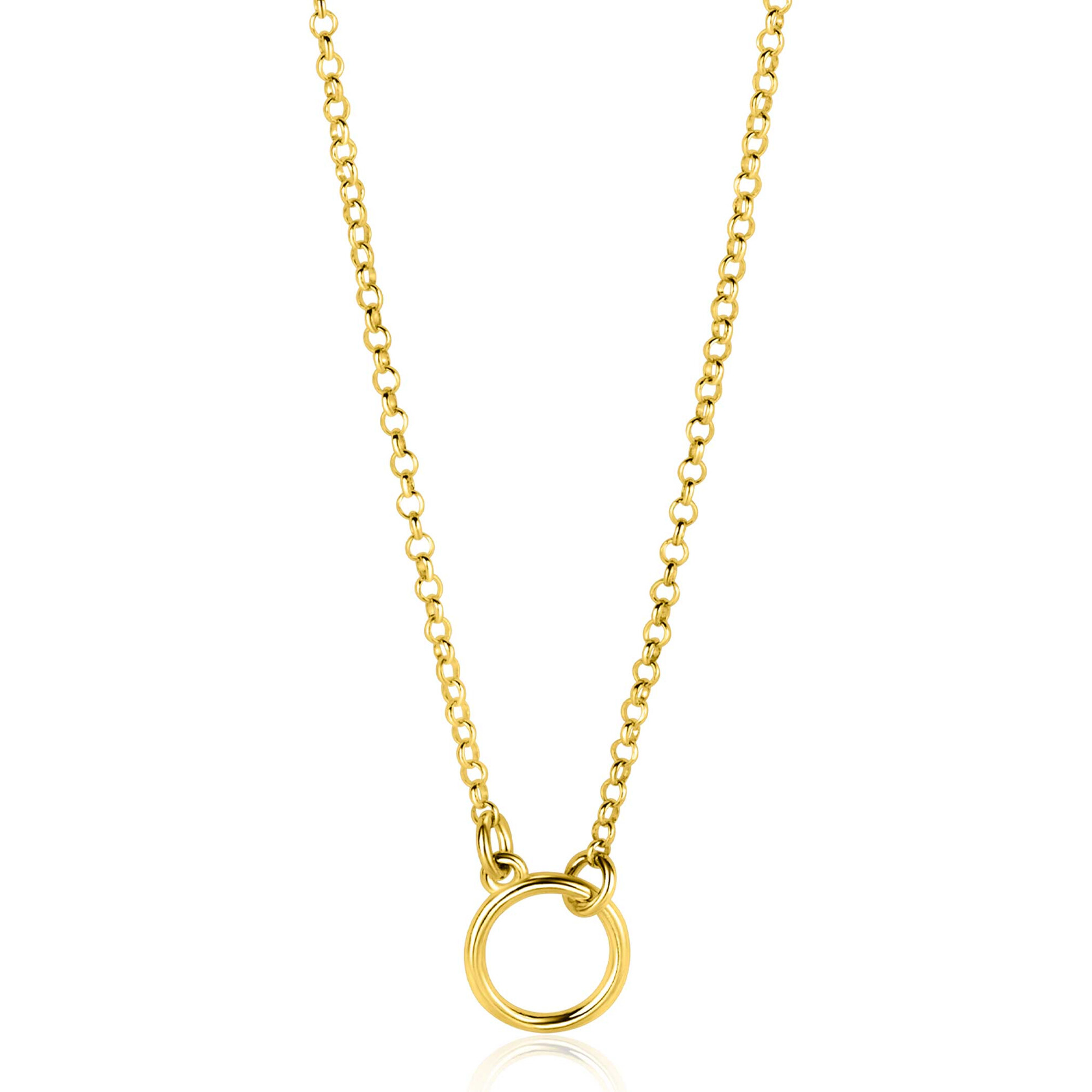 ZINZI gold plated zilveren ketting met open rondje 40-45cm ZIC2523G