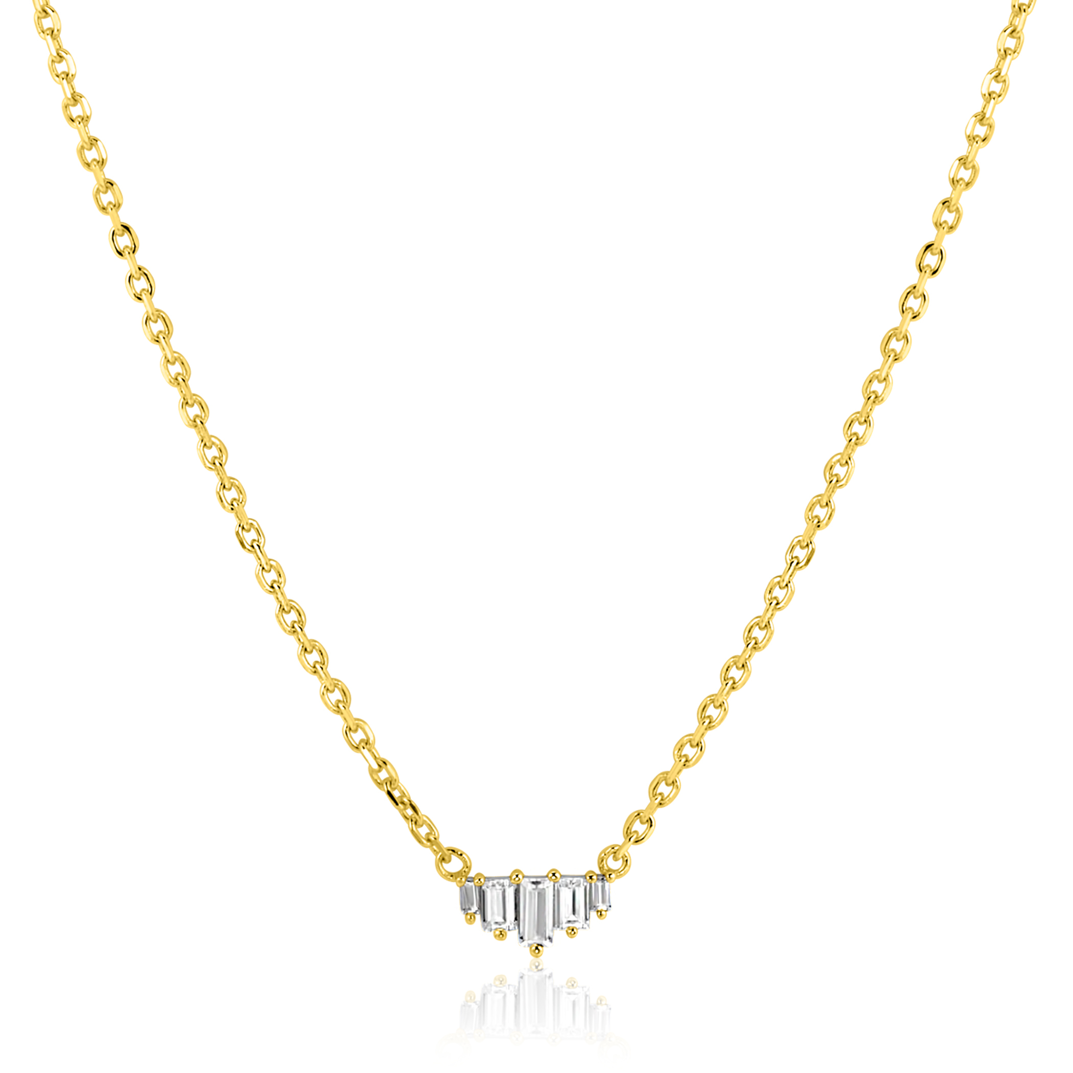 ZINZI gold plated zilveren ketting 42–45cm met piramide vorm, bezet met witte zirkonia’s ZIC2723Y