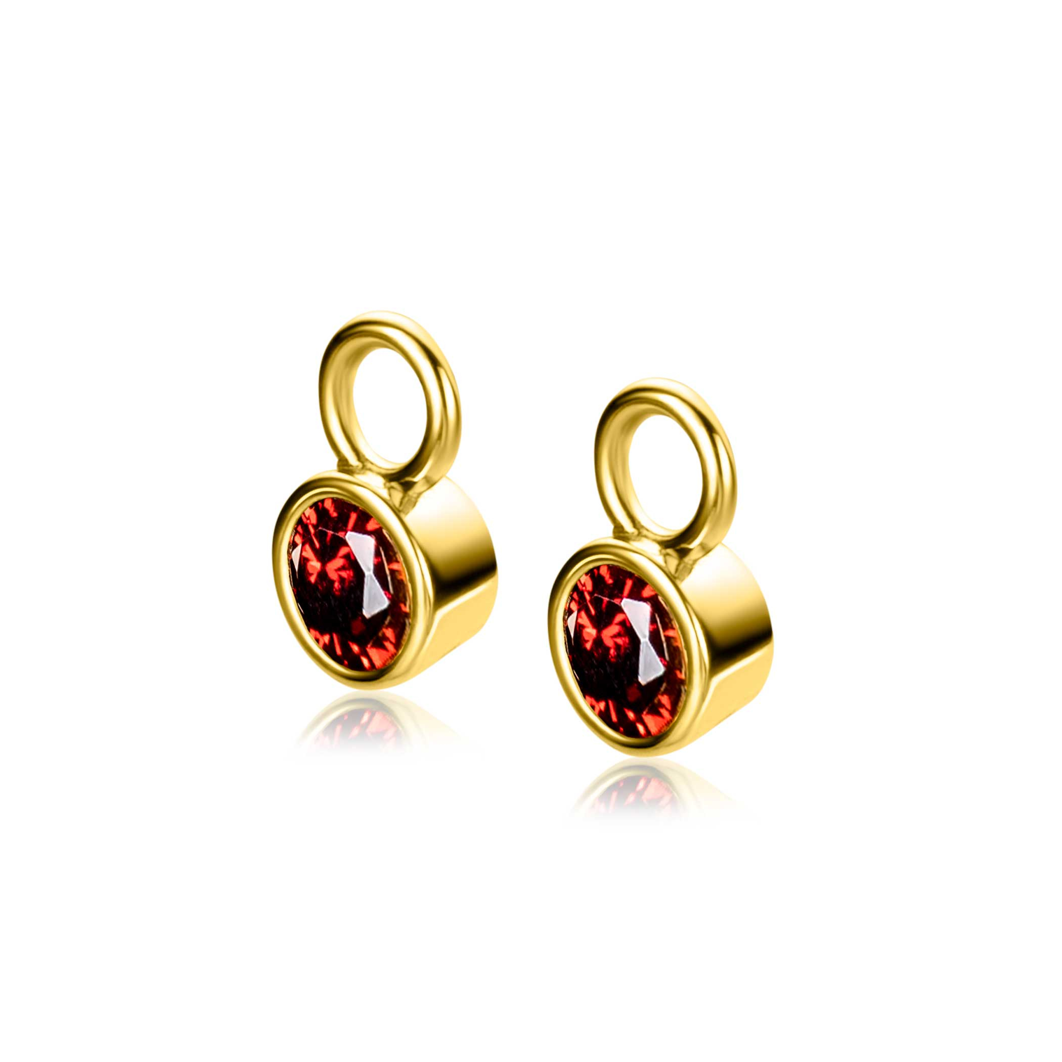 JANUARI oorbedels gold plated met geboortesteen rood granaat zirconia (excl. oorringen)
