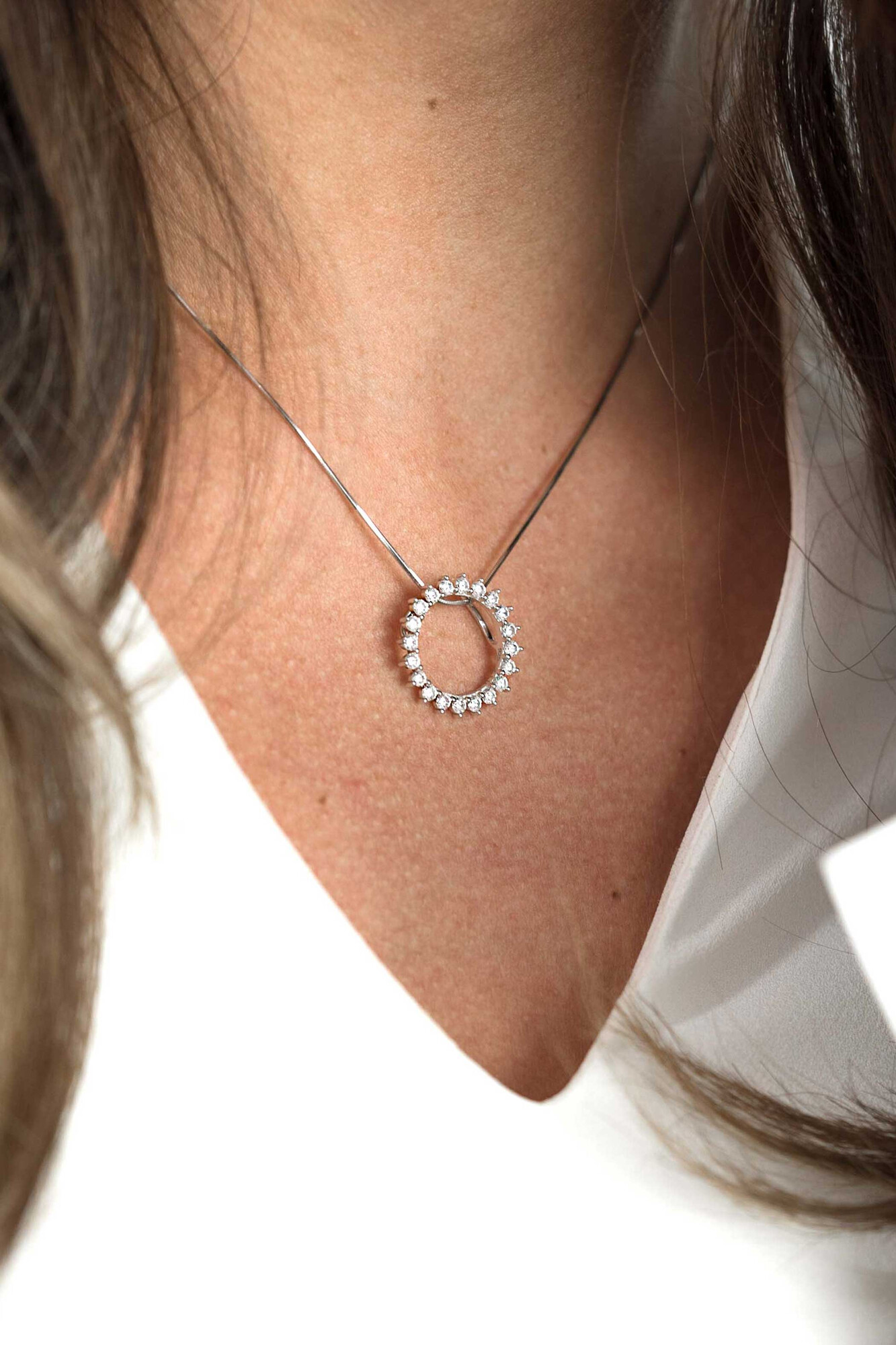 ZINZI zilveren hanger zon wit 18mm ZIH1883 (zonder collier)