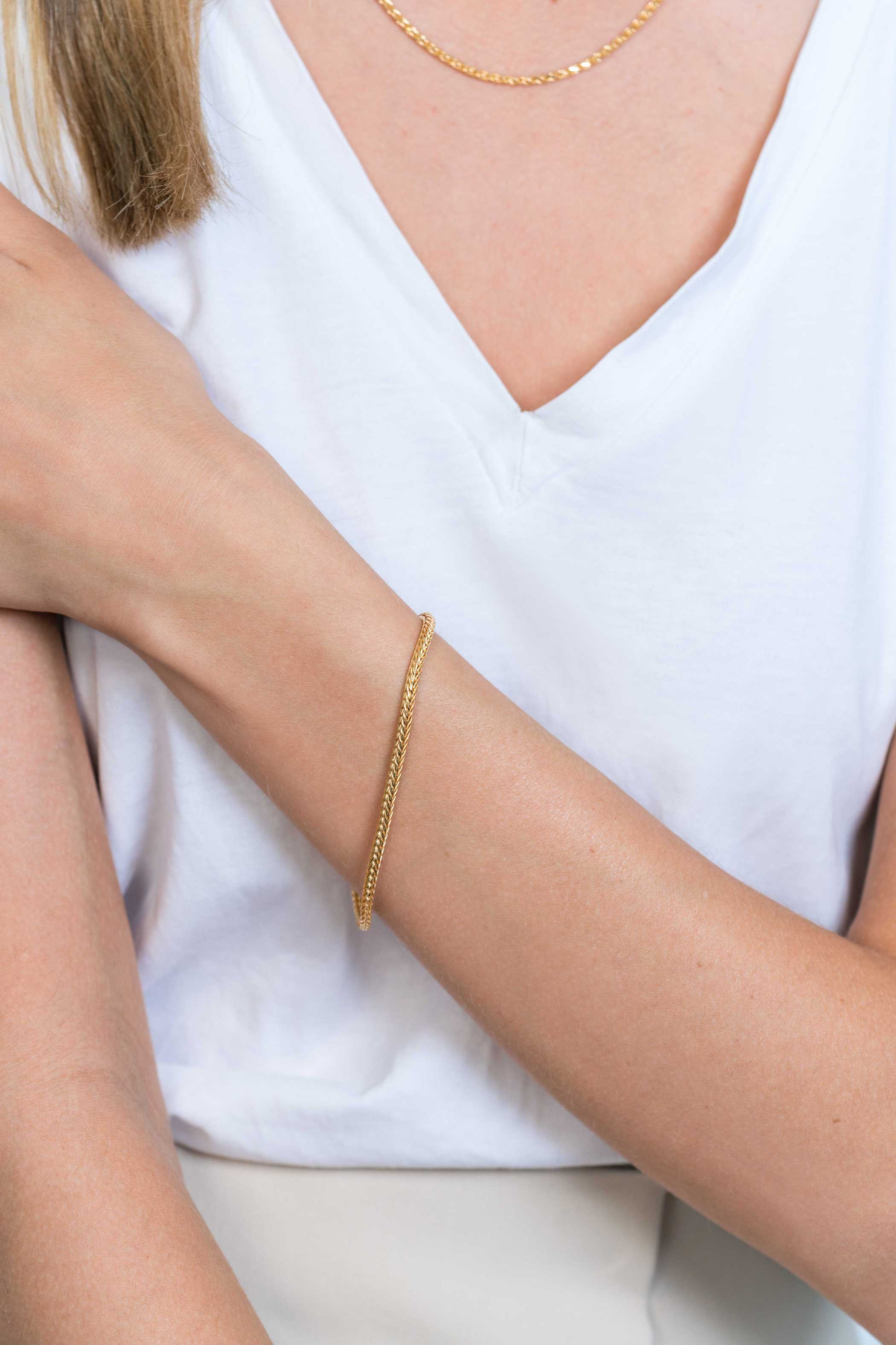 ZINZI gold plated zilveren schakelarmband vossenstaart 3.0mm breed ZIA1124G