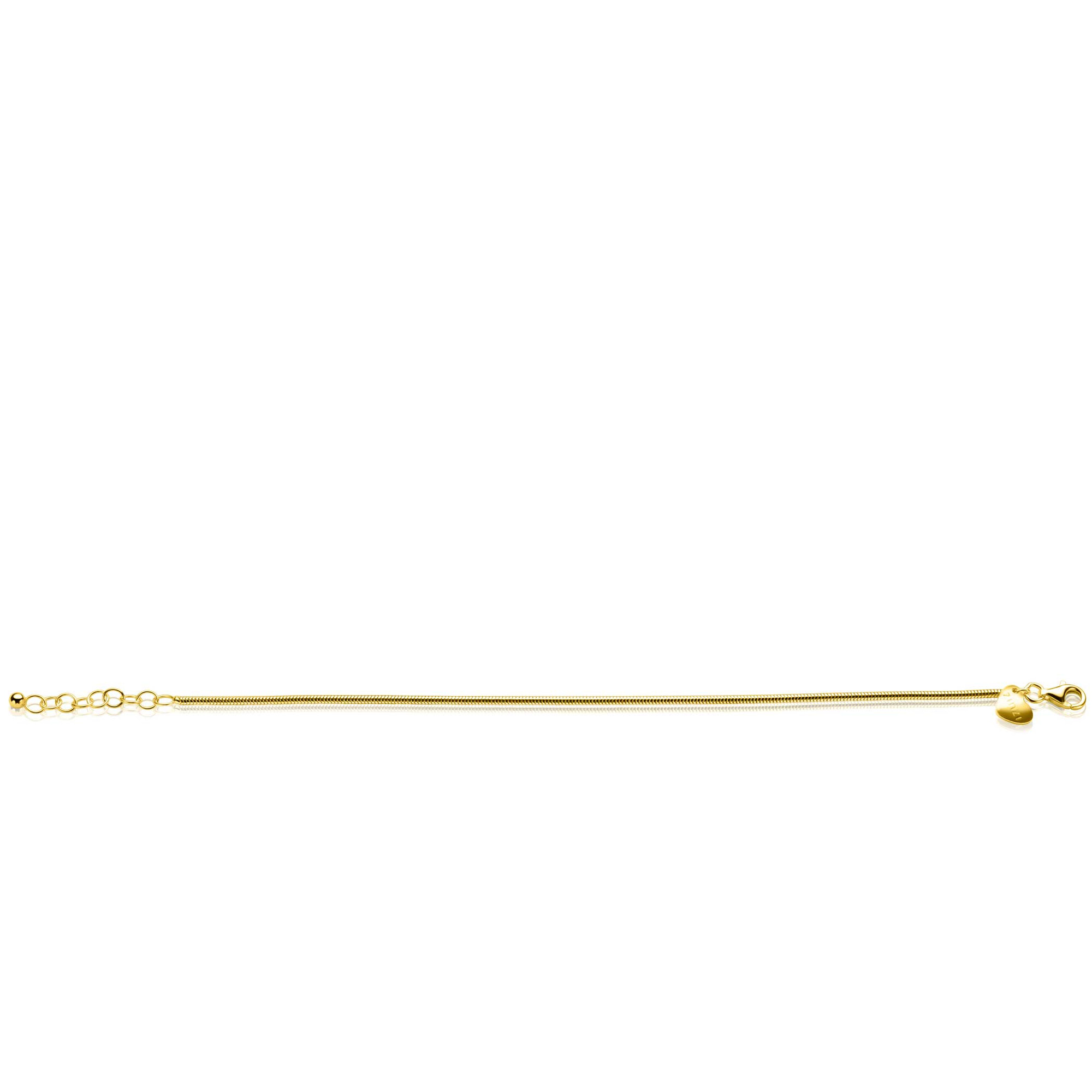ZINZI gold plated zilveren ronde slangen armband (1,6mm breed) 17-20cm ZIA2848G