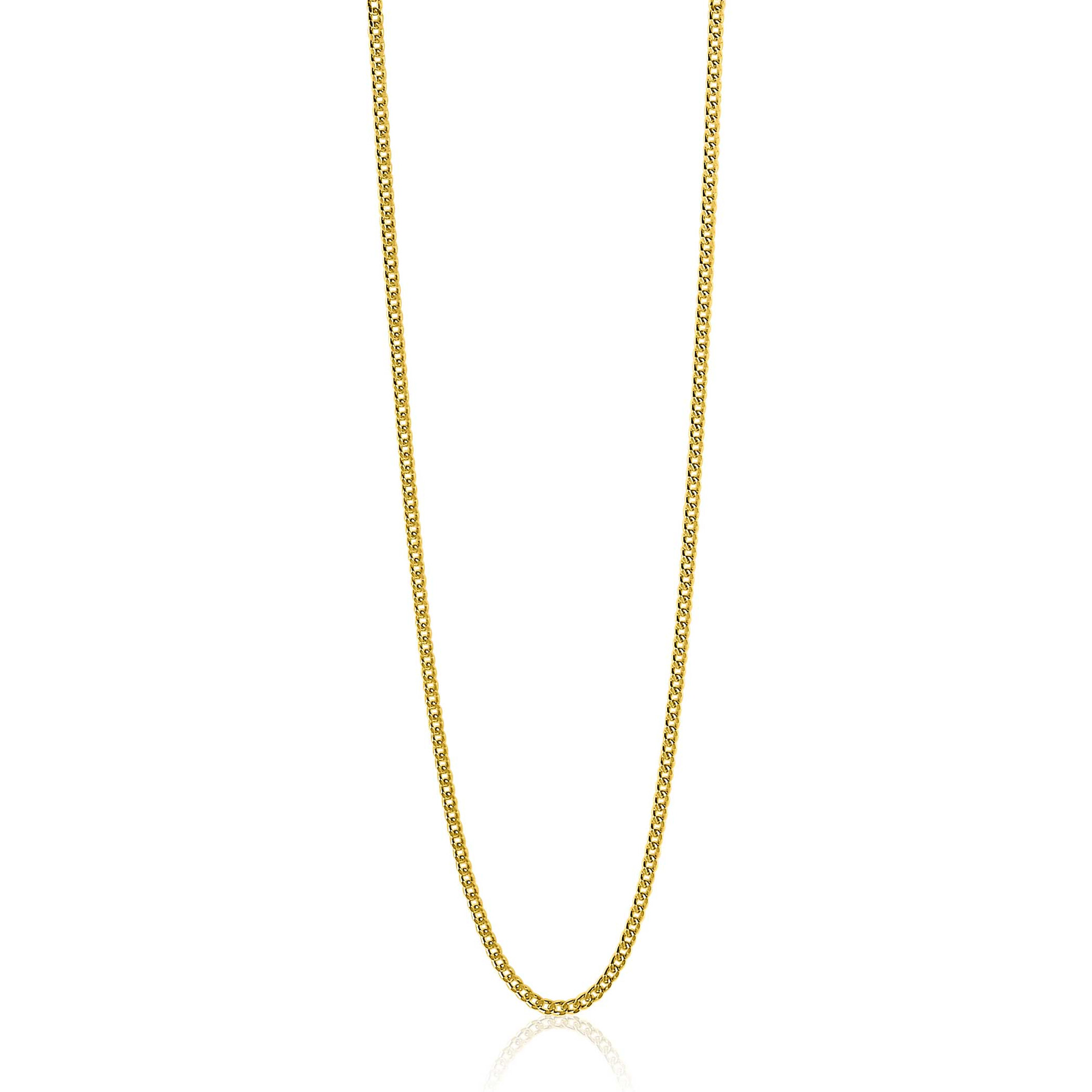 80cm ZINZI zilveren gourmet ketting gold plated. ZILC-G80G