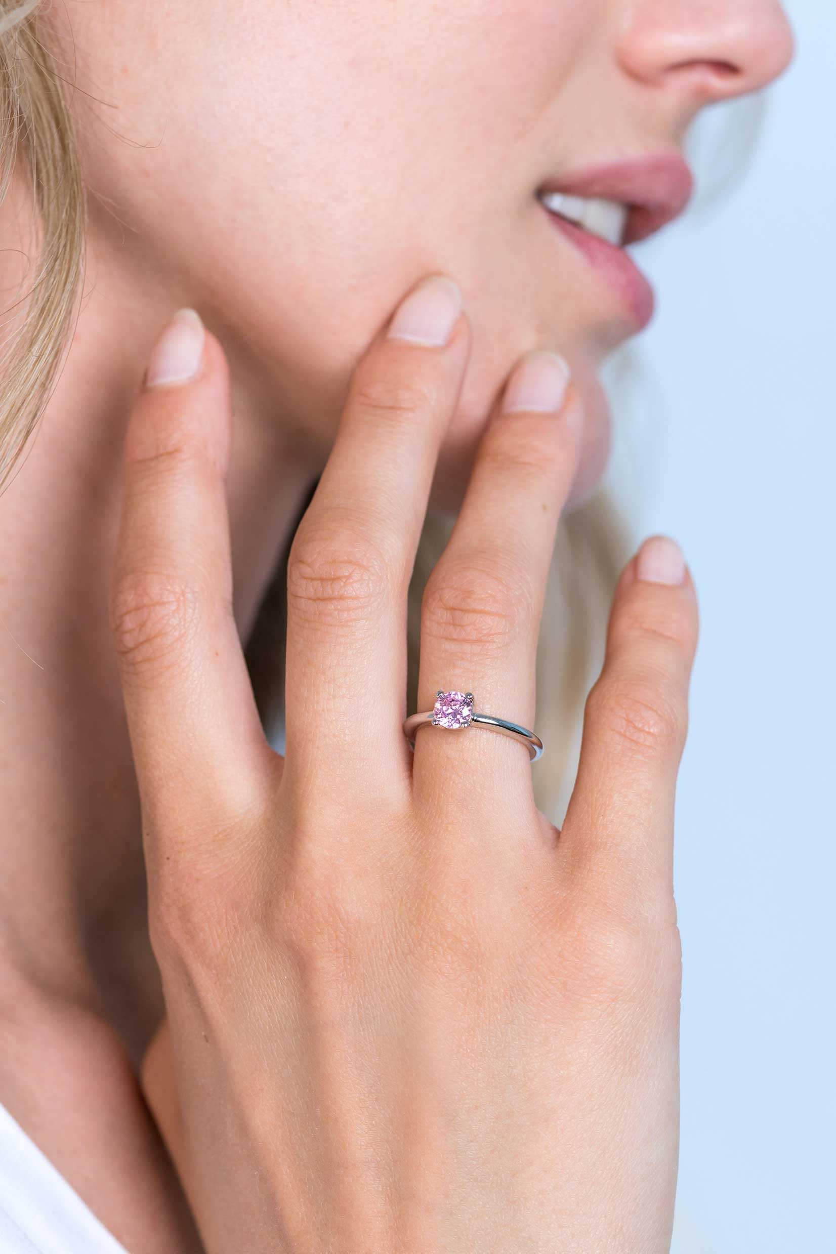 ZINZI zilveren aanschuifring 5mm chaton roze ZIR1300RC