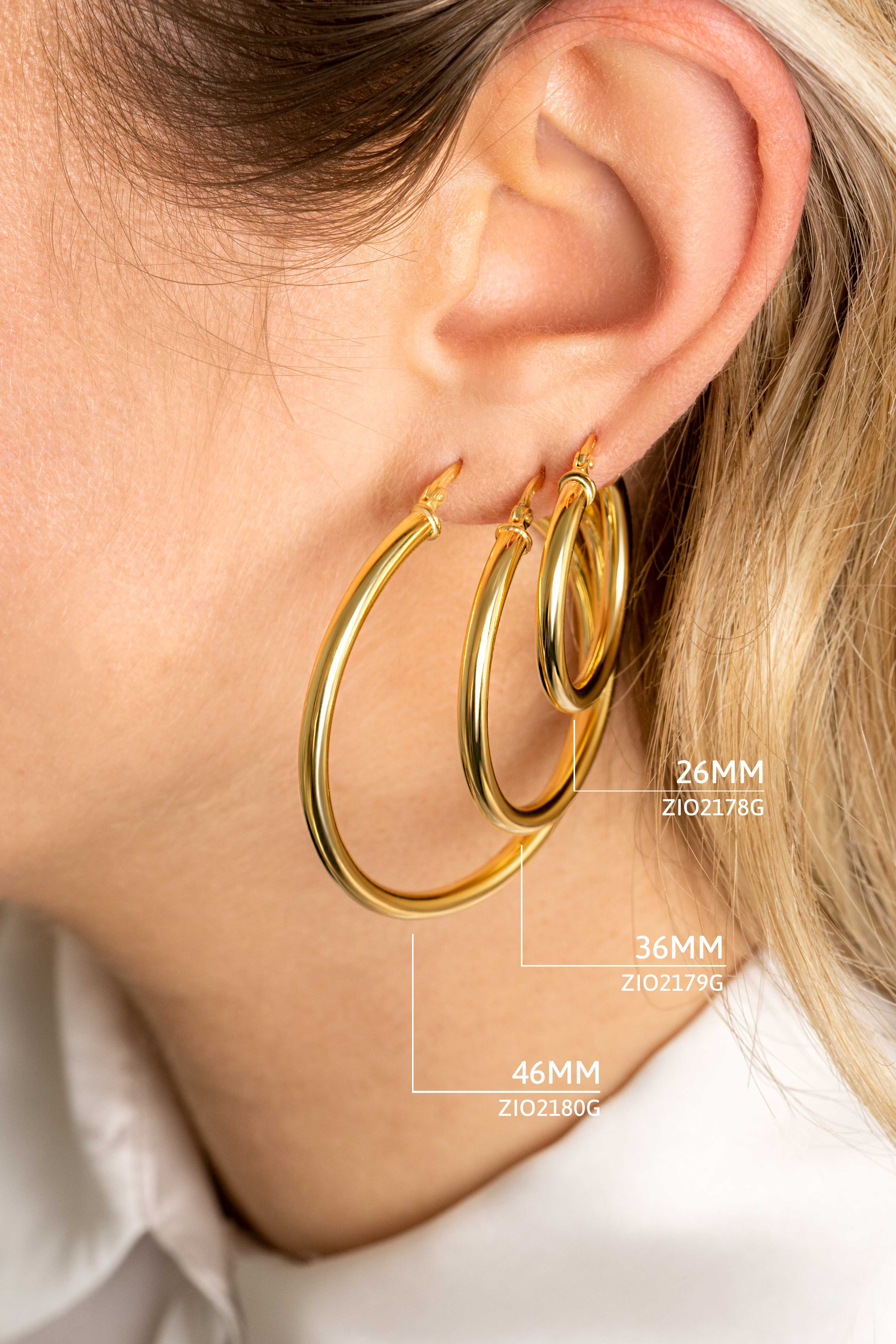 ZINZI zilveren oorringen 14K geel verguld 46x3mm rond ZIO2180G