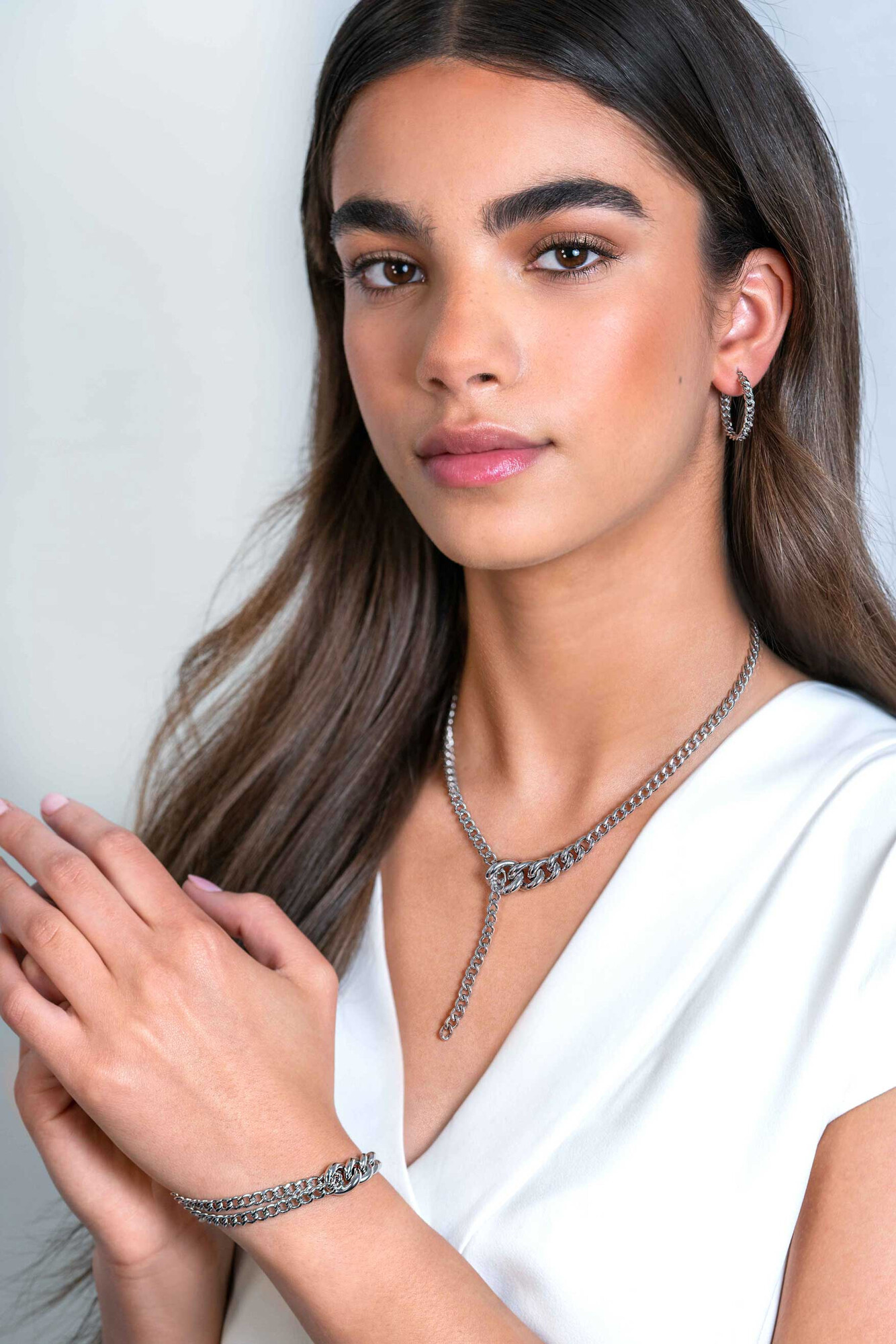 ZINZI zilveren oorringen met gourmet schakels 23x3,5mm ZIO2334