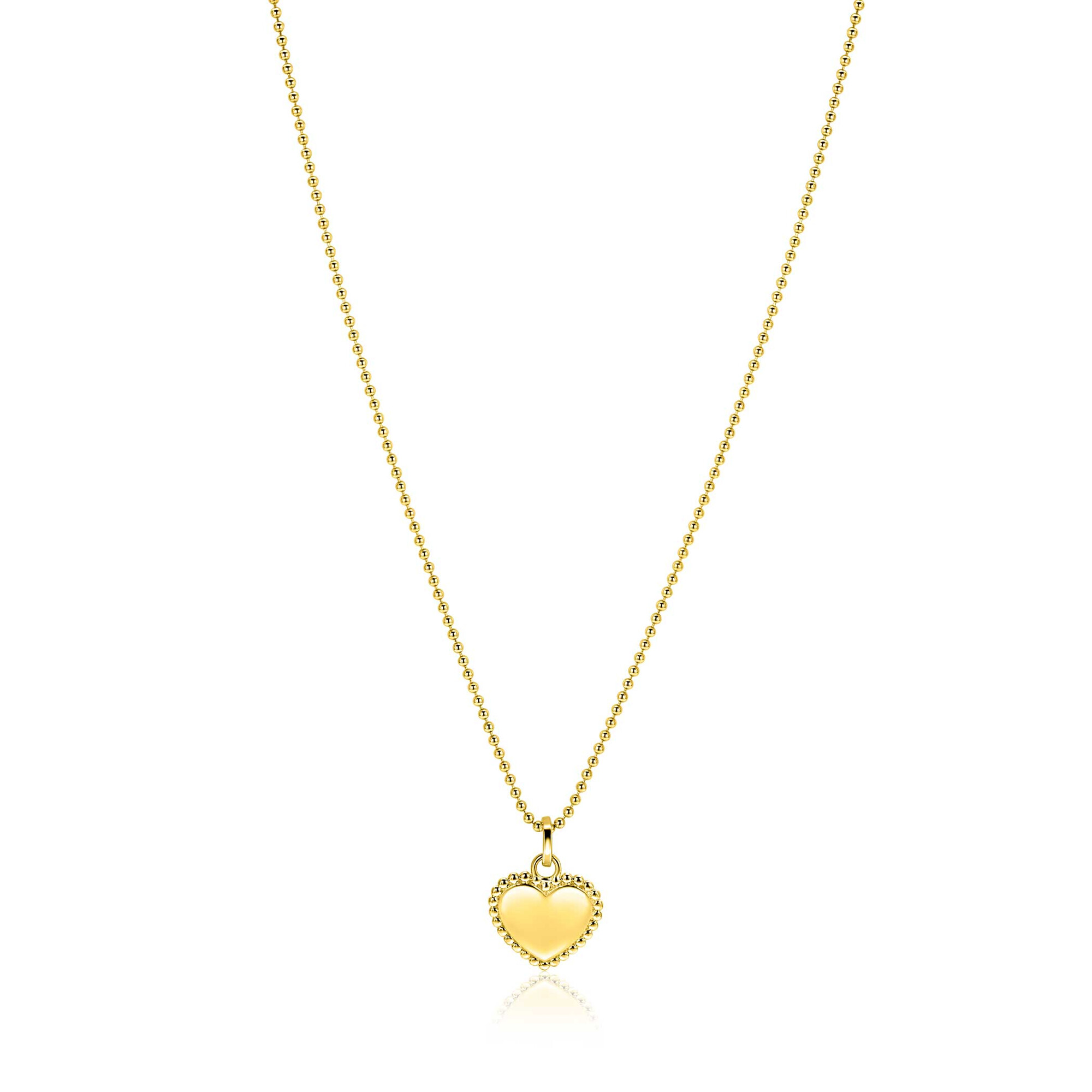 18mm ZINZI gold plated zilveren hanger hart met parelrand voor gravure ZIH2652G (zonder collier)