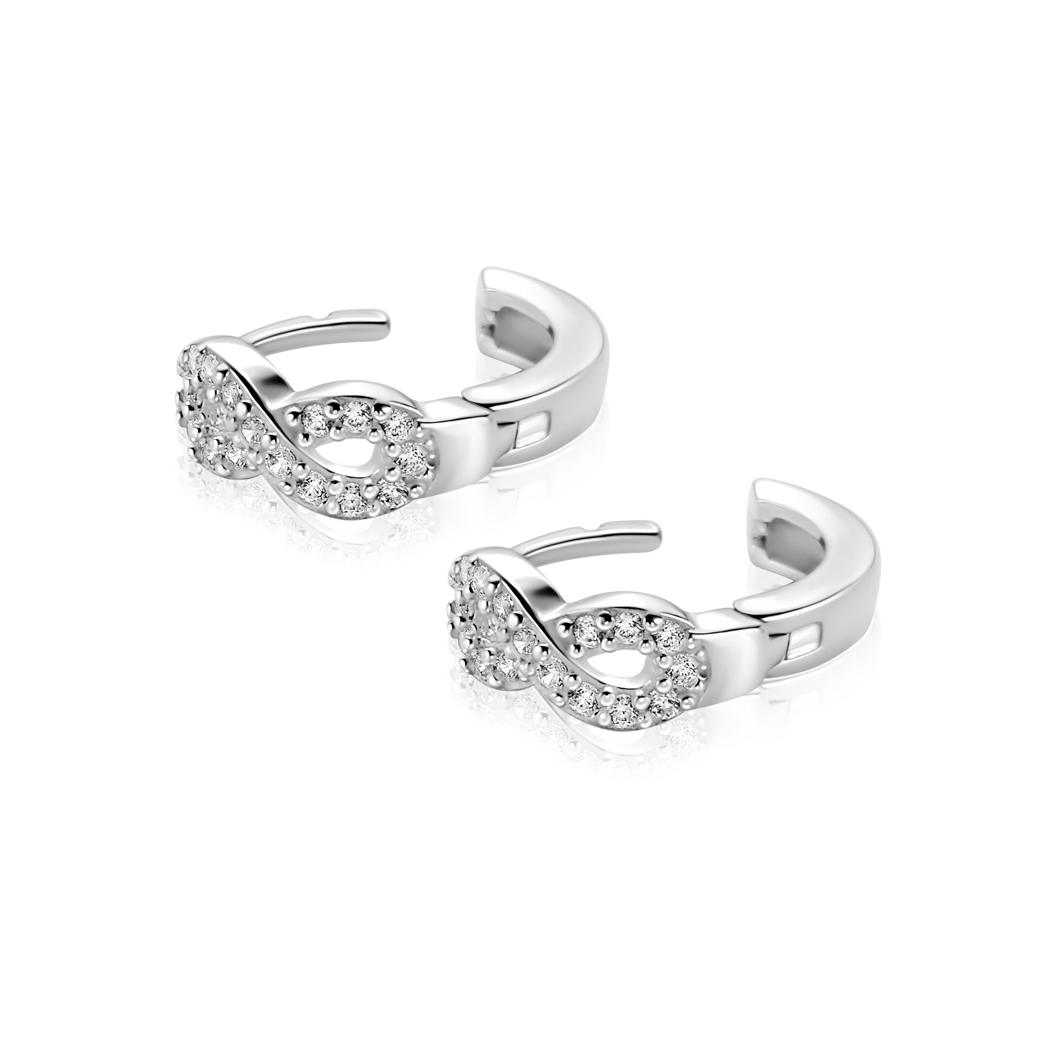12,5mm ZINZI zilveren oorringen met Infinity-symbool bezet met zirkonia’s en luxe klapsluiting ZIO2790