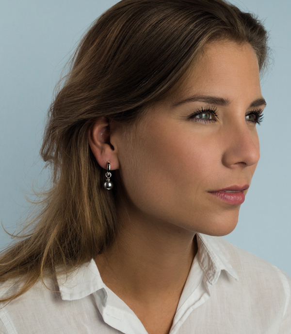 ZINZI zilveren oorbedels parel grijs ZICH266G (zonder oorringen)