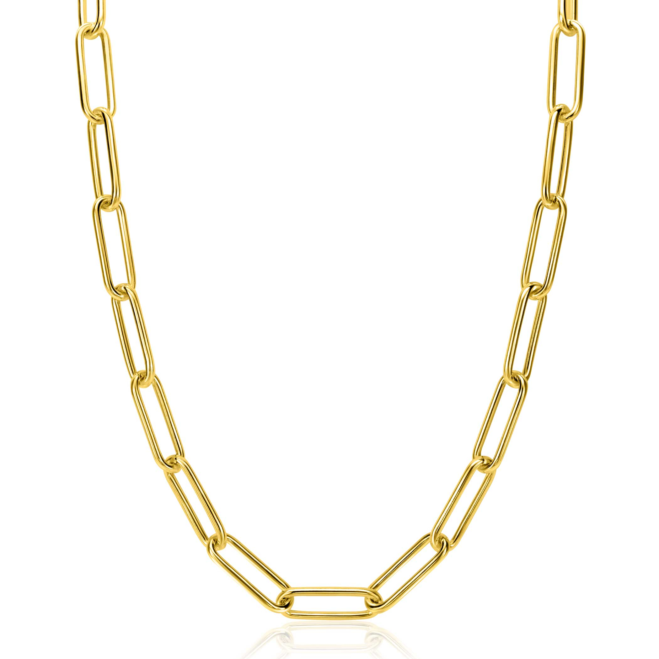 ZINZI gold plated zilveren schakelketting 45cm met schakels van 7mm lang ZIC2533G