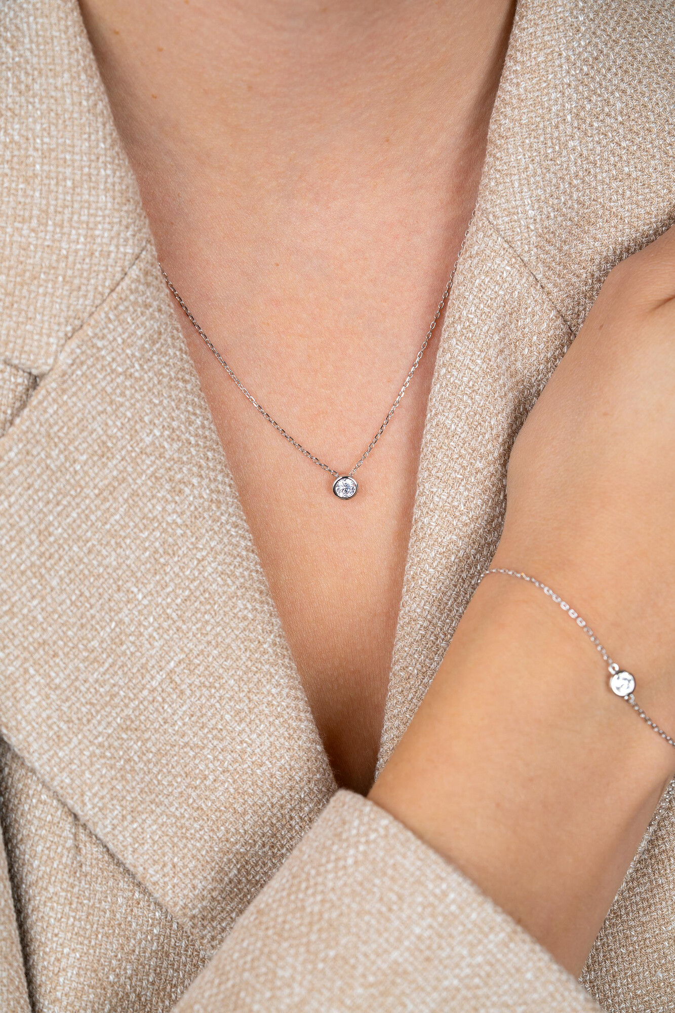 ZINZI zilveren ketting met hanger rond 40-43cm ZIC1393