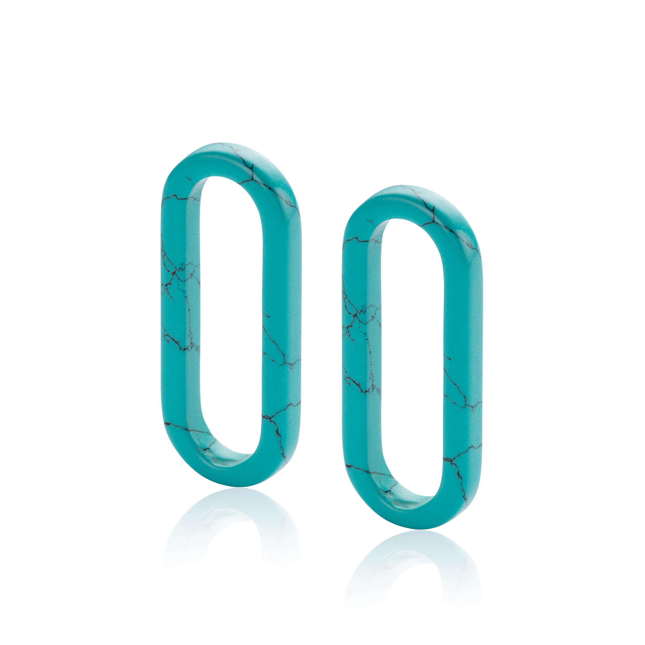 30mm ZINZI grote ovale oorbedels in trendy turquoise blauw ZICH2456T (zonder oorringen)