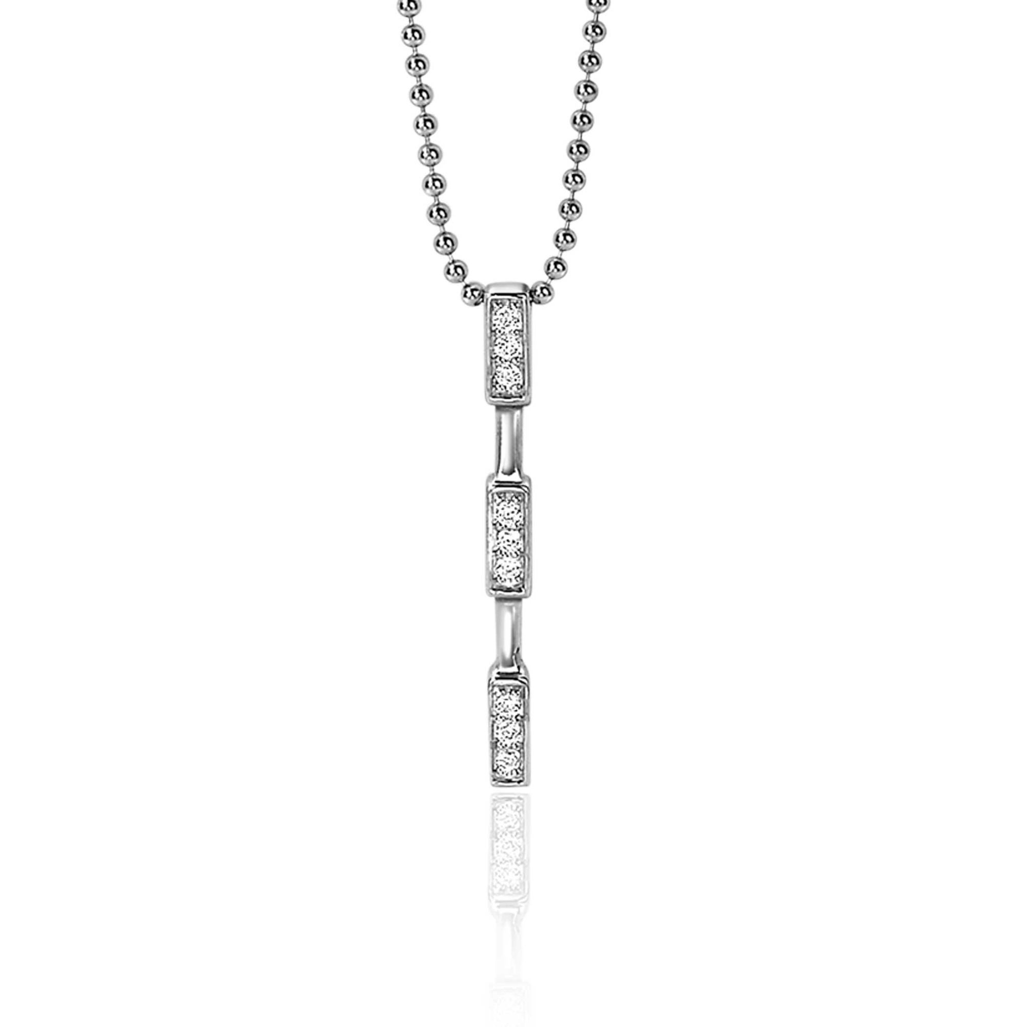 ZINZI zilveren hanger staafje 26mm witte zirconia's ZIH1958 (zonder collier)