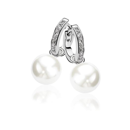 Zinzi zilveren oorringen 15 x 3mm witte zirconia's met luxe klapsluiting ZIO191Z
