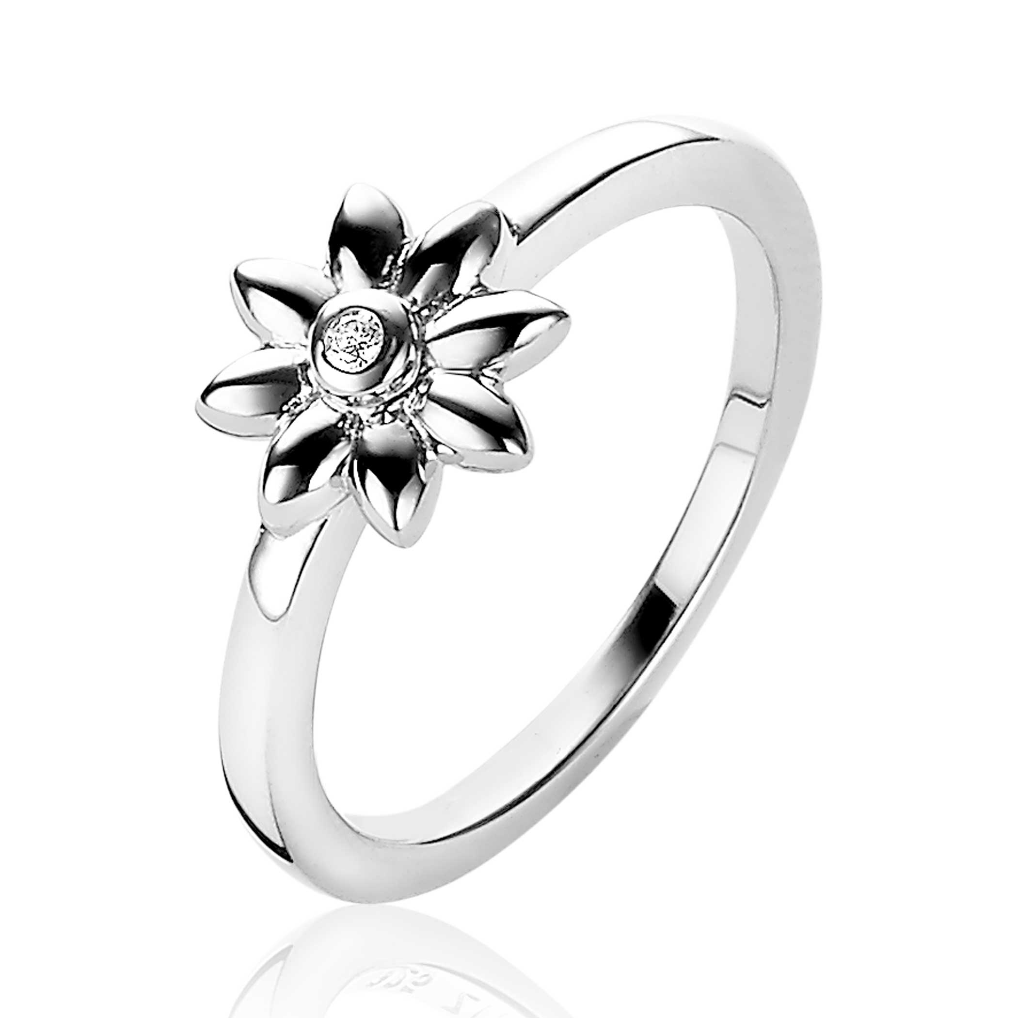 ZINZI zilveren ring bloem wit 9mm ZIR1888C