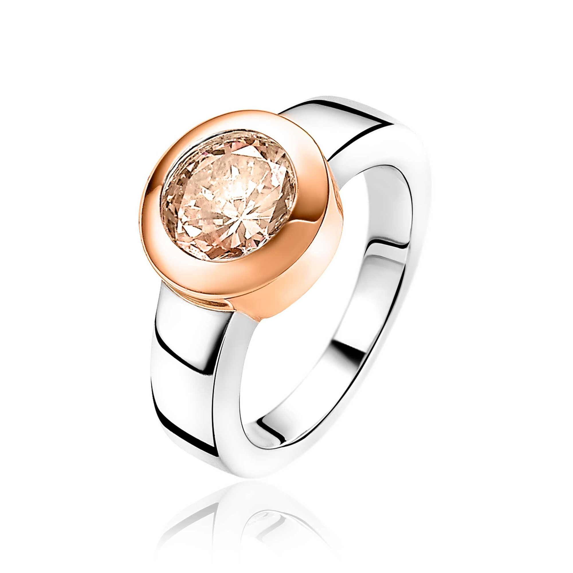 ZINZI zilveren wisselring rosé verguld rond ZIR3