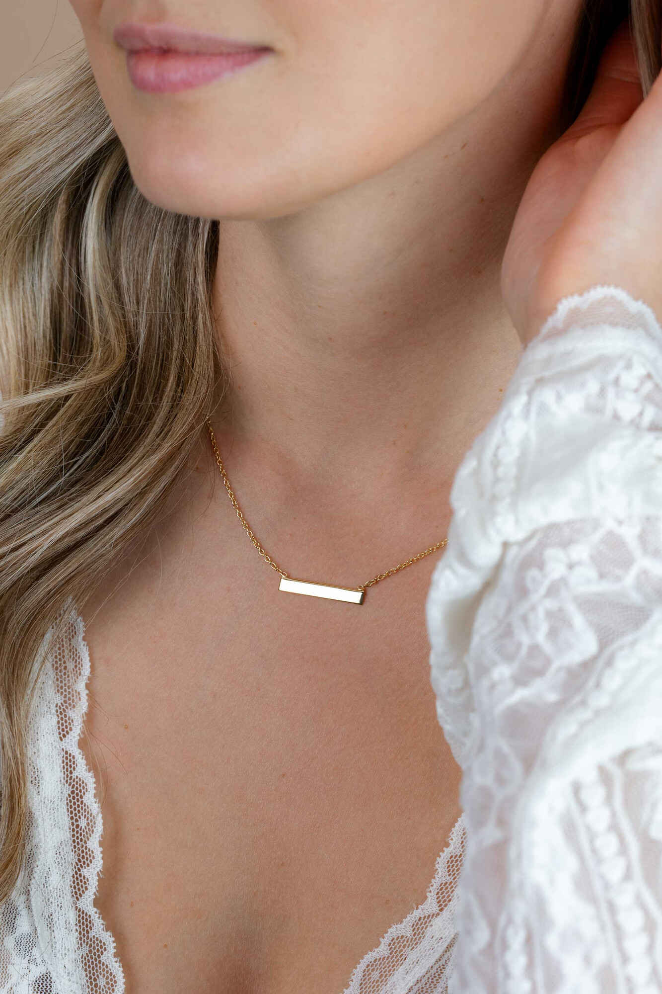 ZINZI gold plated zilveren ketting 45cm met glanzend plaatje om te graveren ZIC2344G