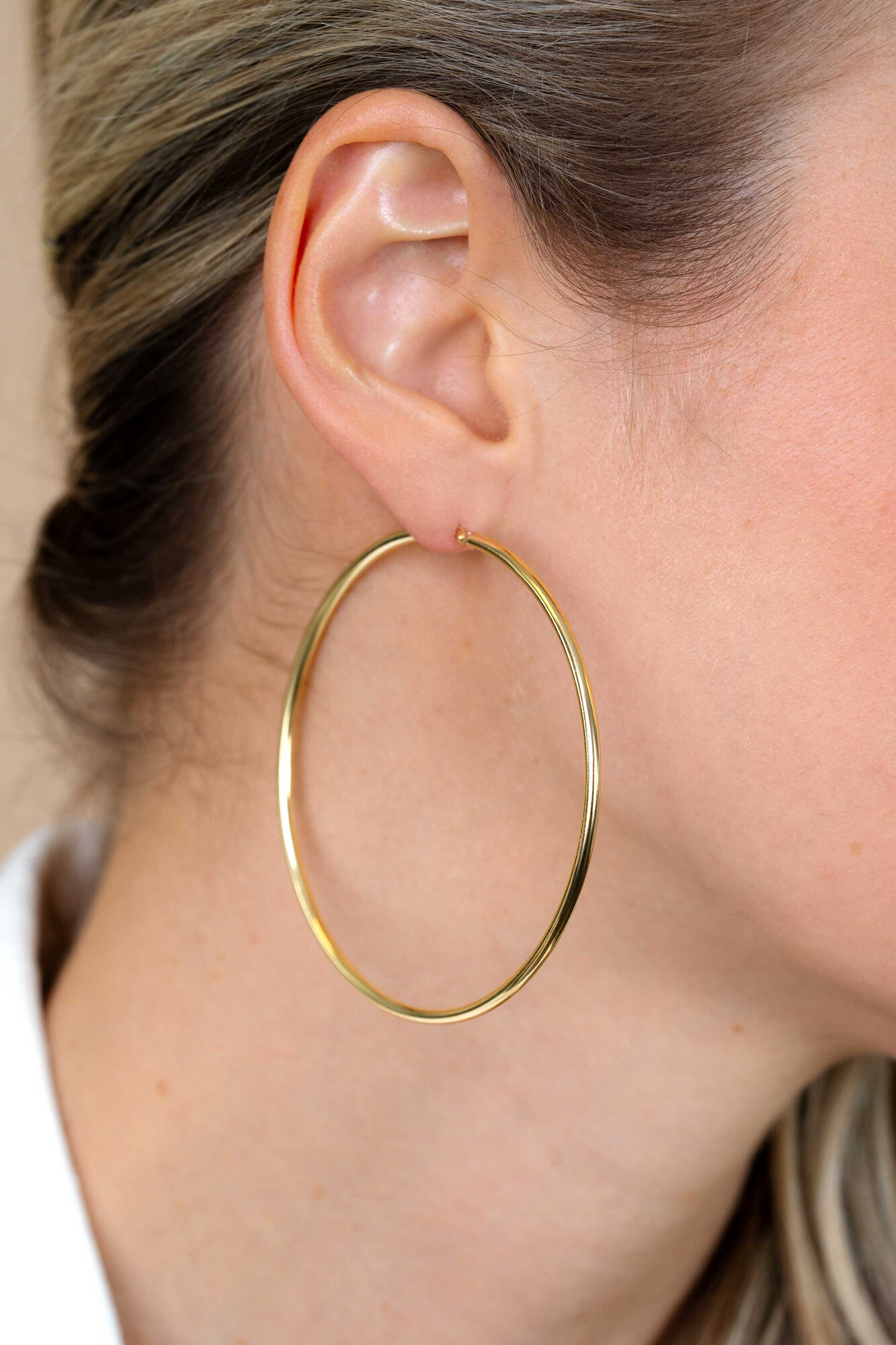 ZINZI zilveren oorringen 14K geel verguld glad 65x2mm rond ZIO438G