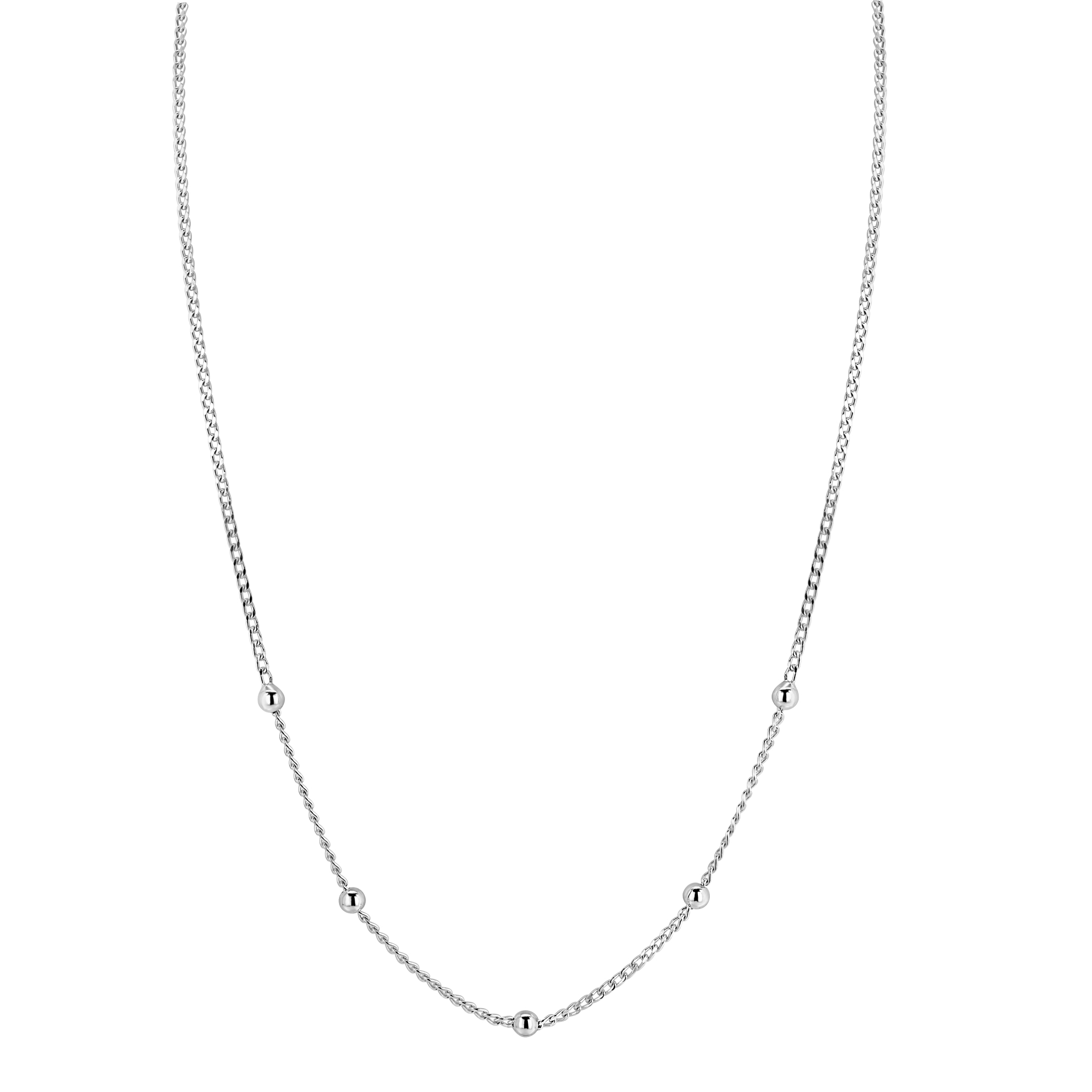 ZINZI zilveren gourmet ketting met vijf bolletjes 42–45cm ZIC2714
