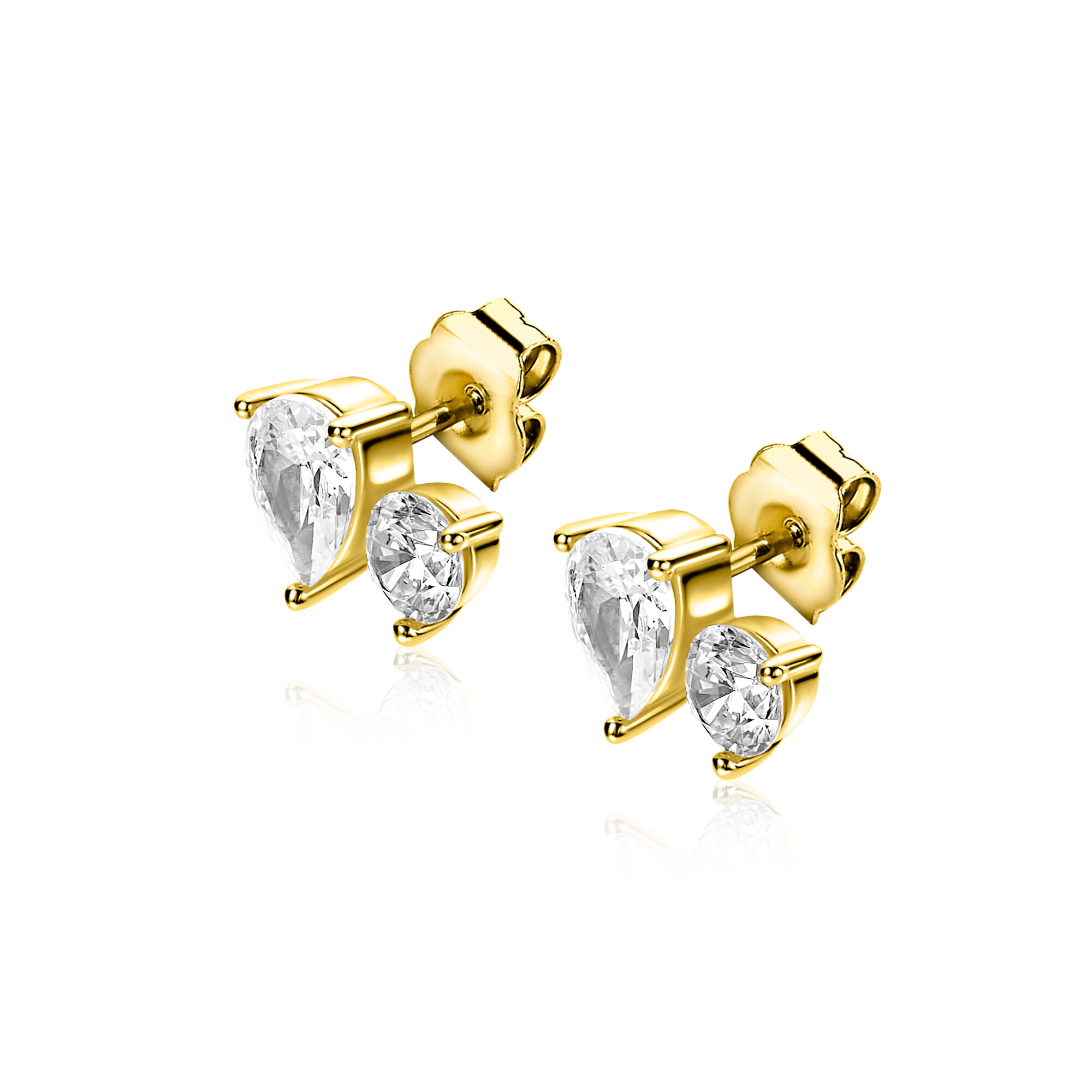 6,5mm ZINZI gold plated zilveren oorstekers peer- en rondvormig met zirkonia ZIO2726Y