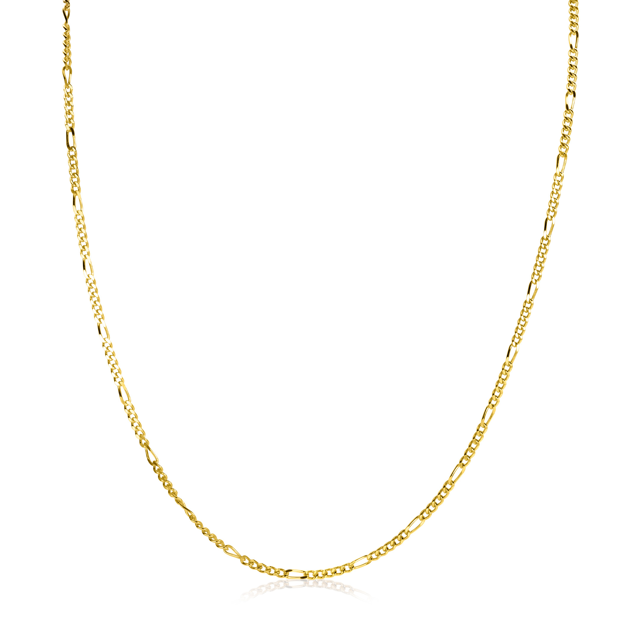 42cm ZINZI gold plated zilveren figaro ketting ZILC-F42G