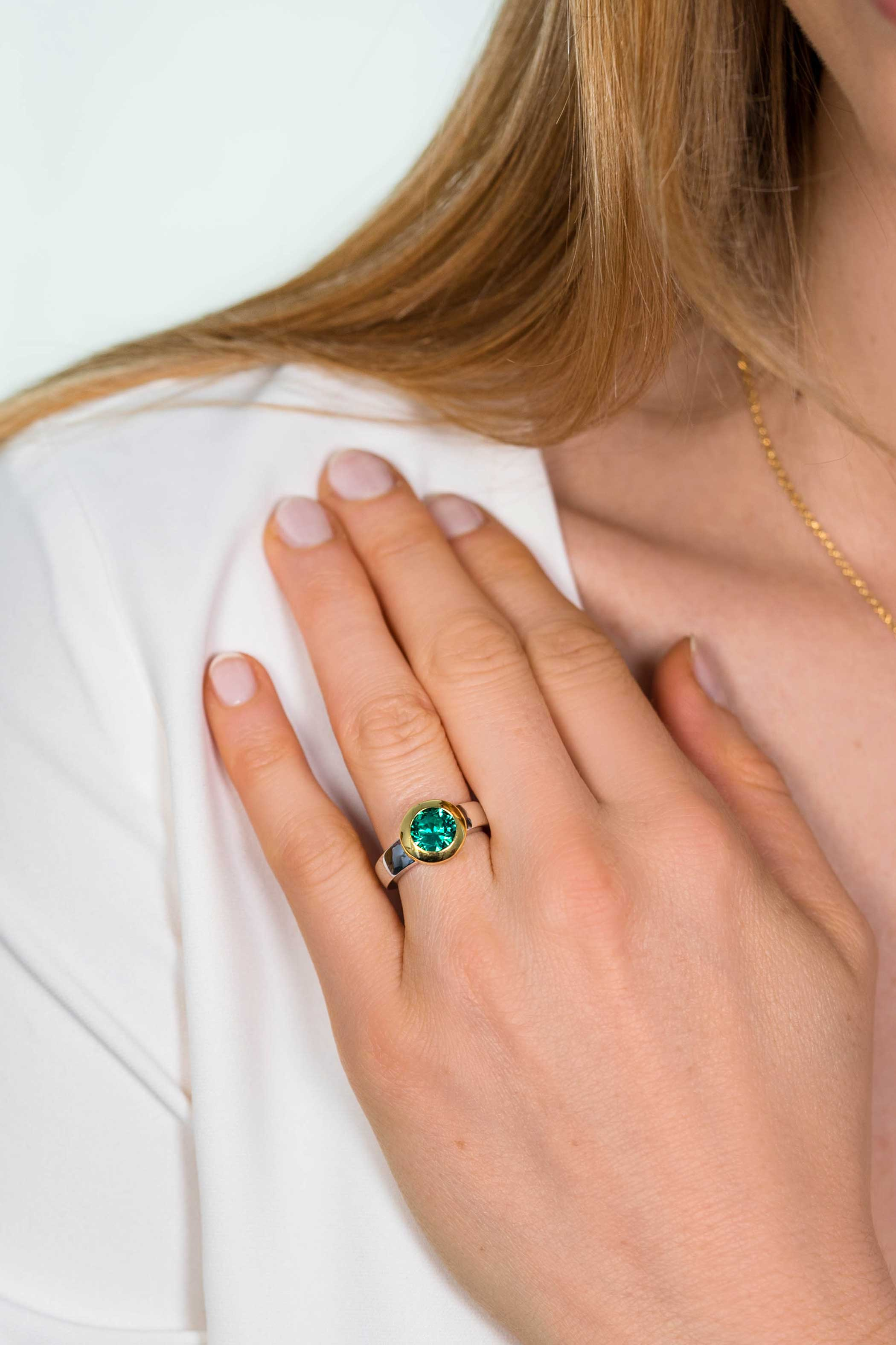 ZINZI zilveren wisselring geel verguld rond ZIR2