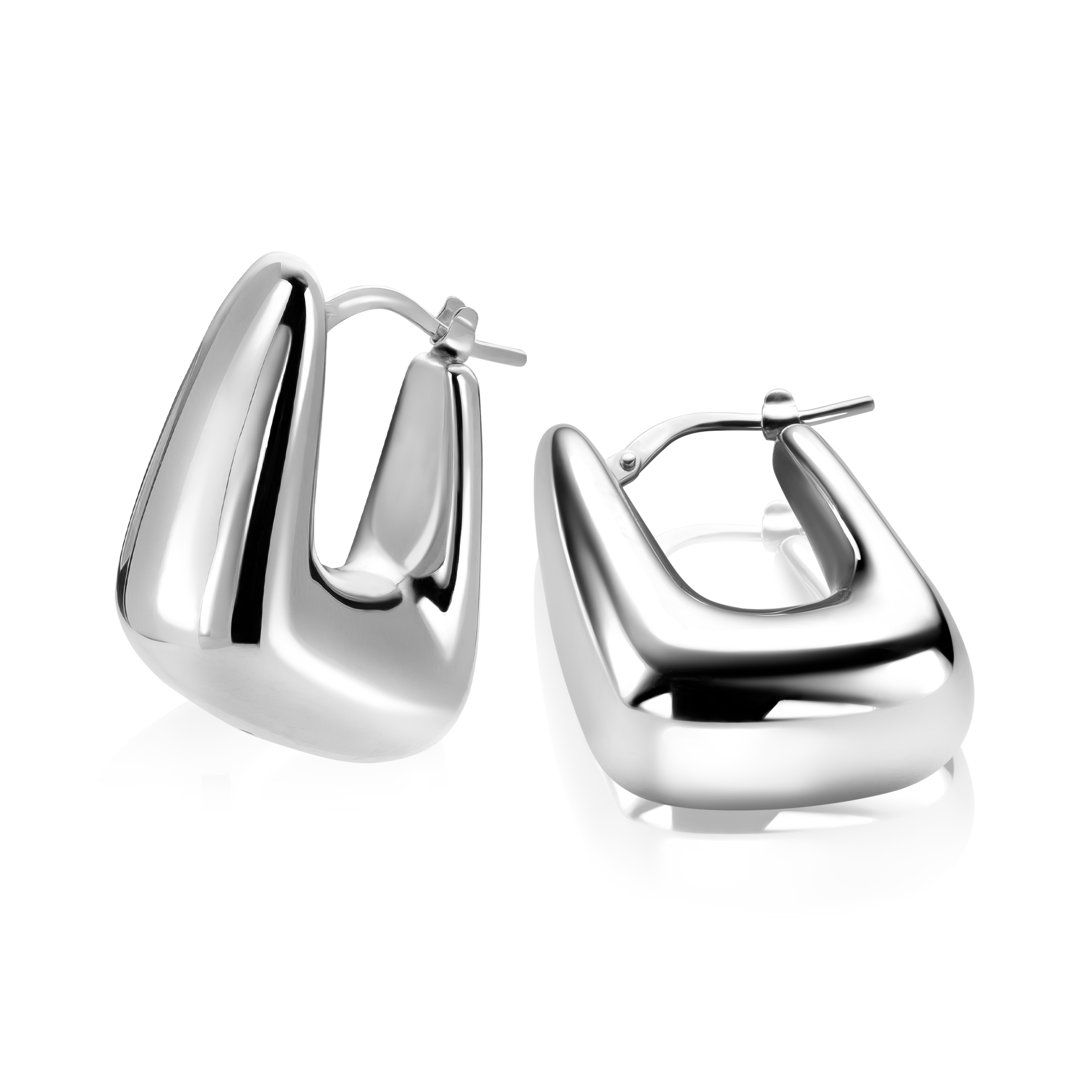 24mm ZINZI zilveren oorringen met brede buis, vierkante look en handige bovensluiting ZIO2747