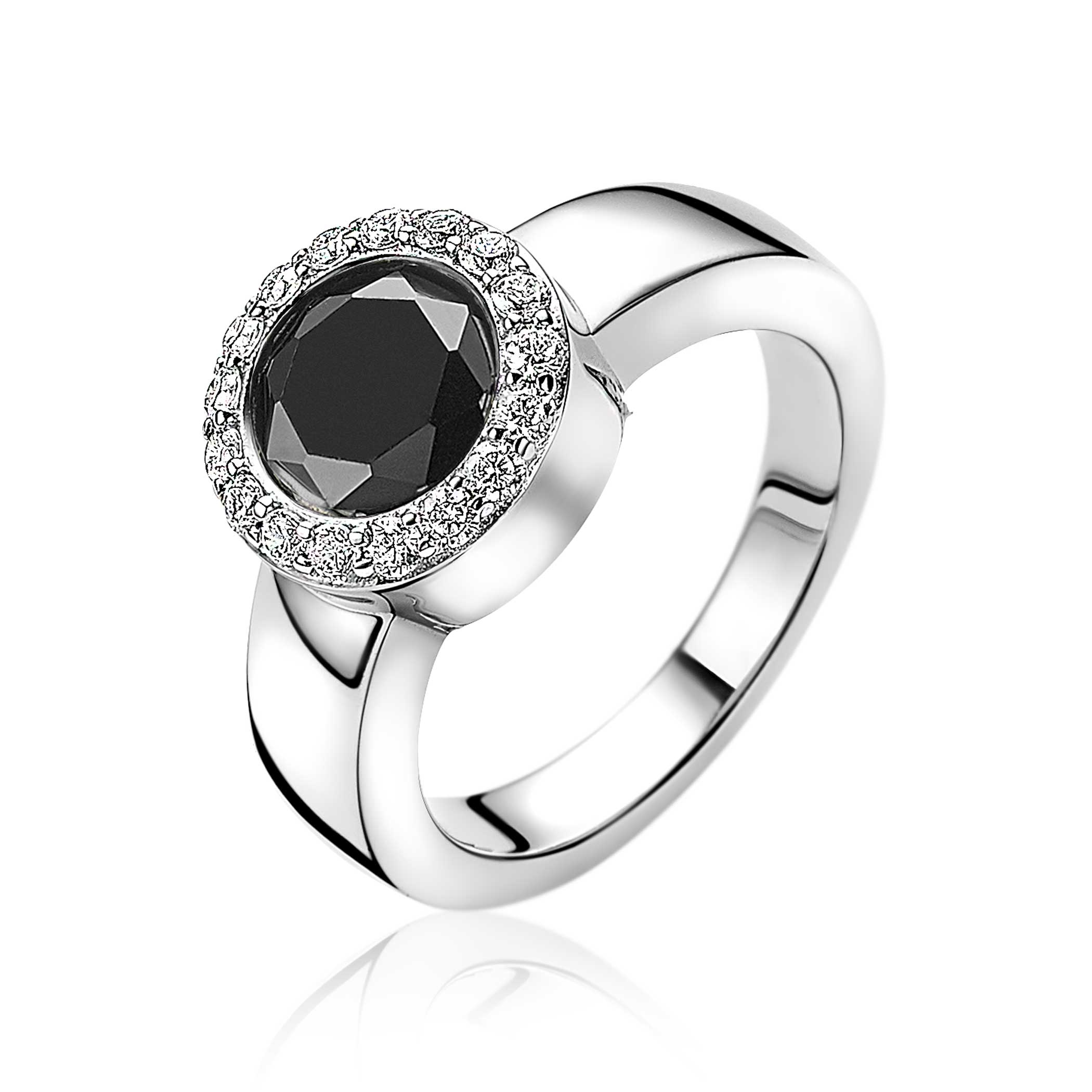 ZINZI zilveren wisselring rond wit ZIR4C