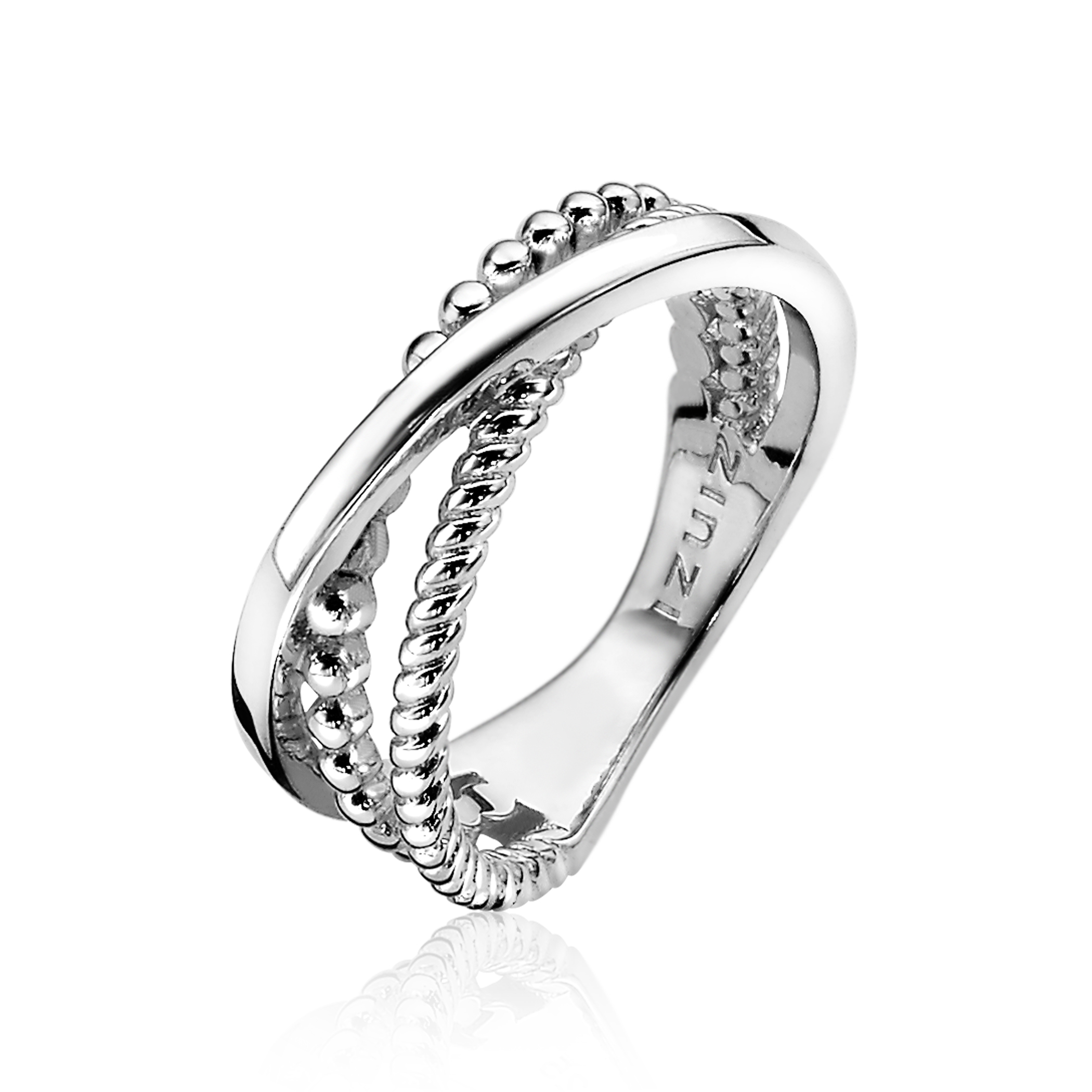 ZINZI zilveren cross-over ring ZIR1361C