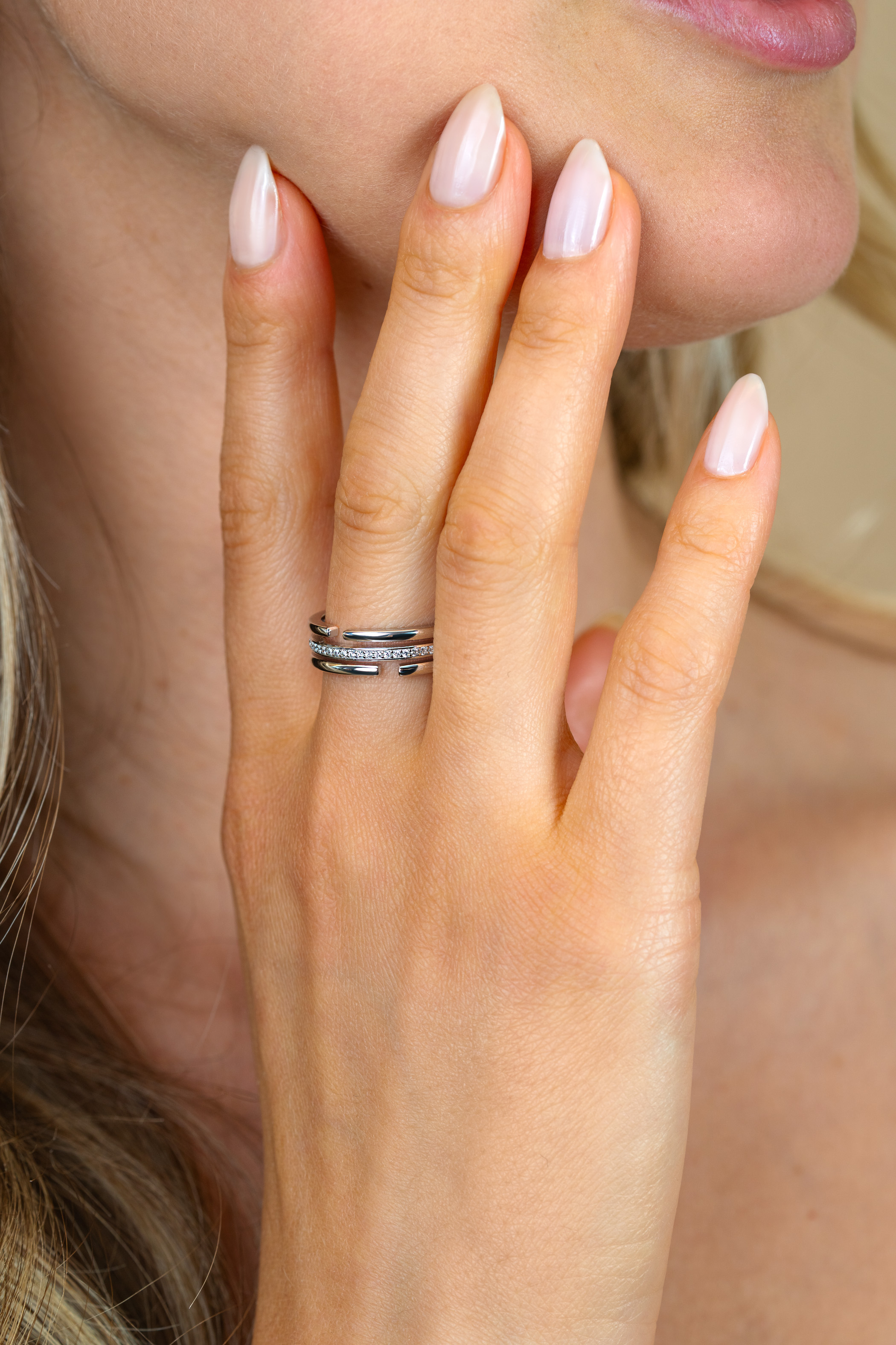 ZINZI zilveren multi-look ring (6mm breed) 3 banen met witte zirkonia’s ZIR2730