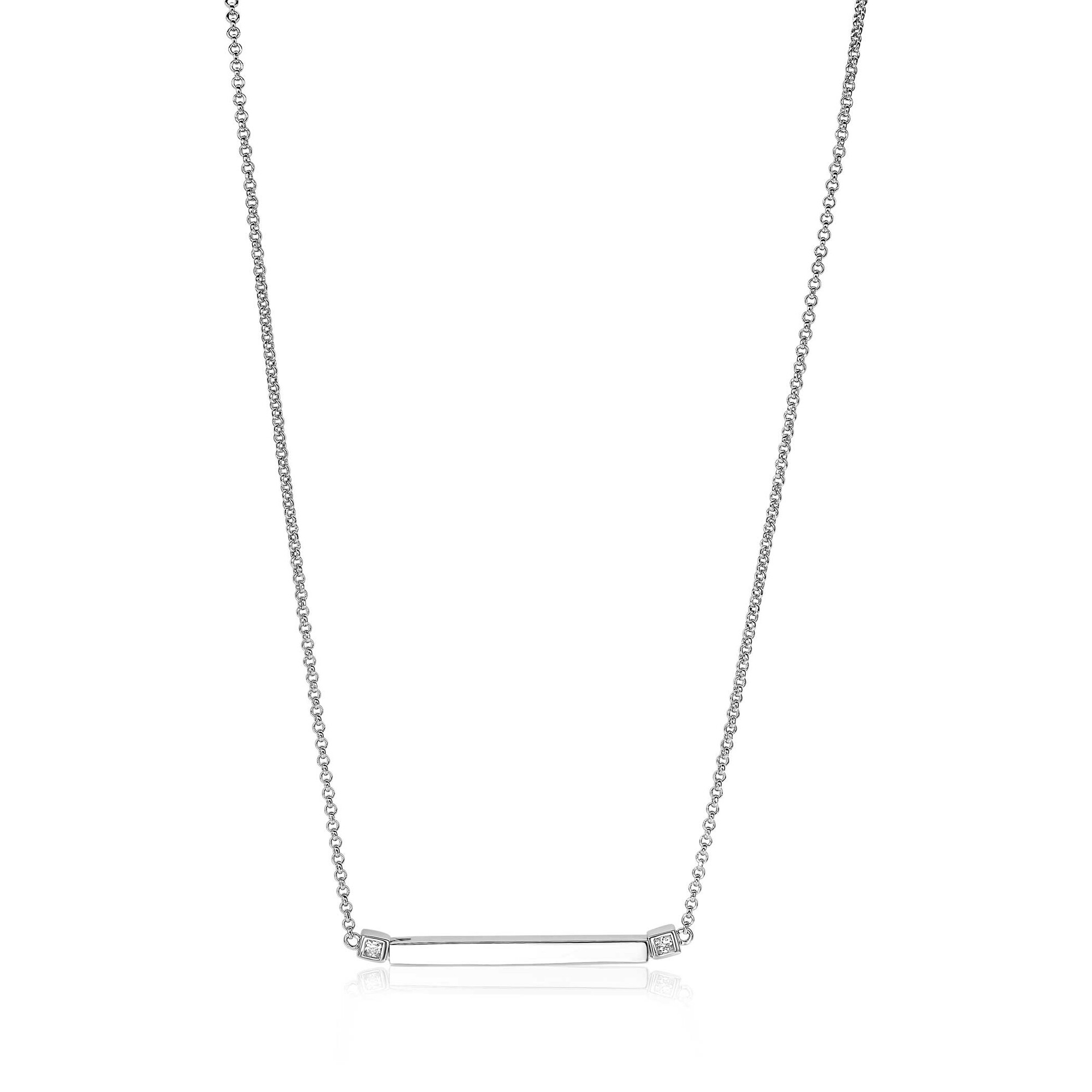 ZINZI zilveren ketting staafje wit 42cm ZIC1817