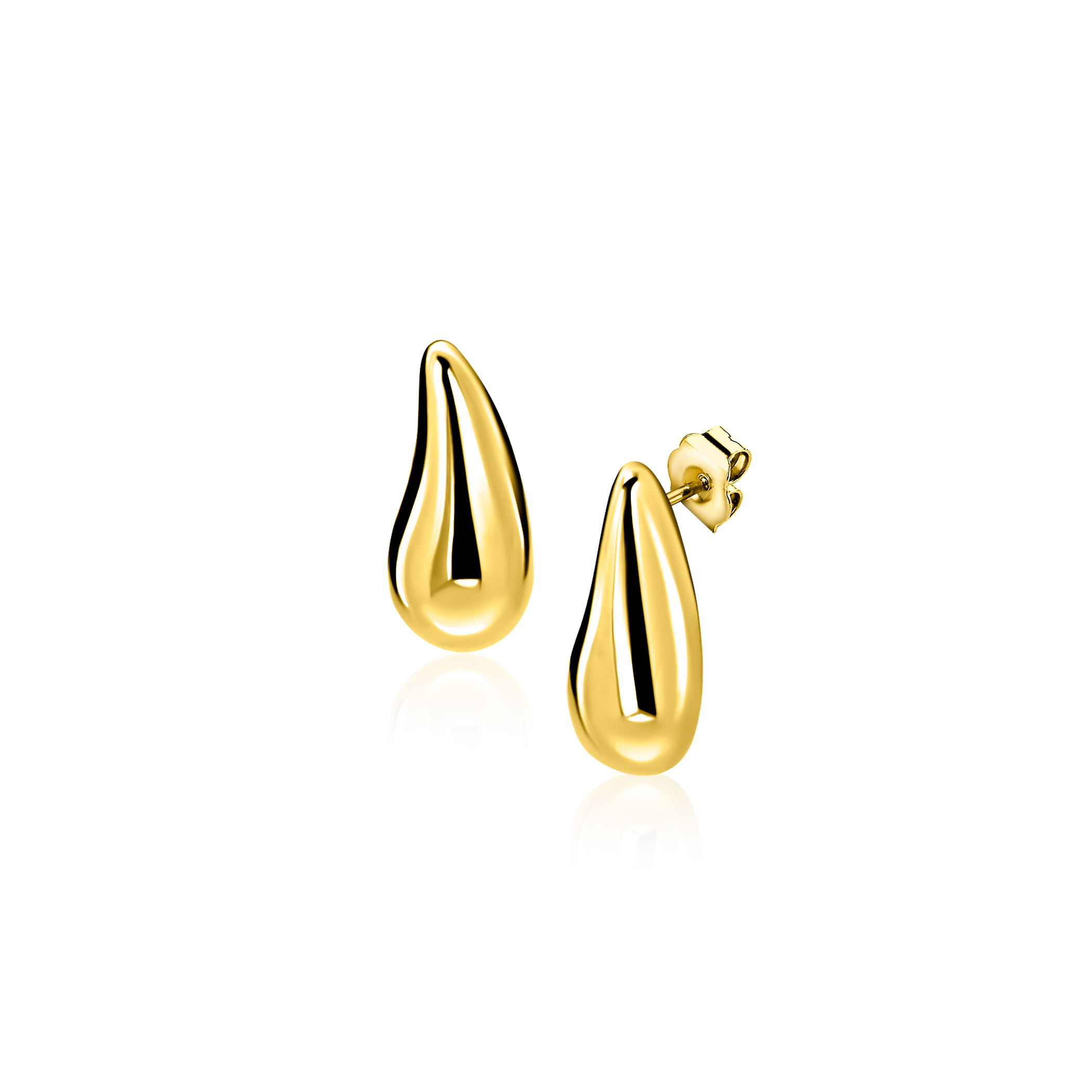 8,5mm ZINZI gold plated zilveren oorstekers druppelvorm ZIO2719G