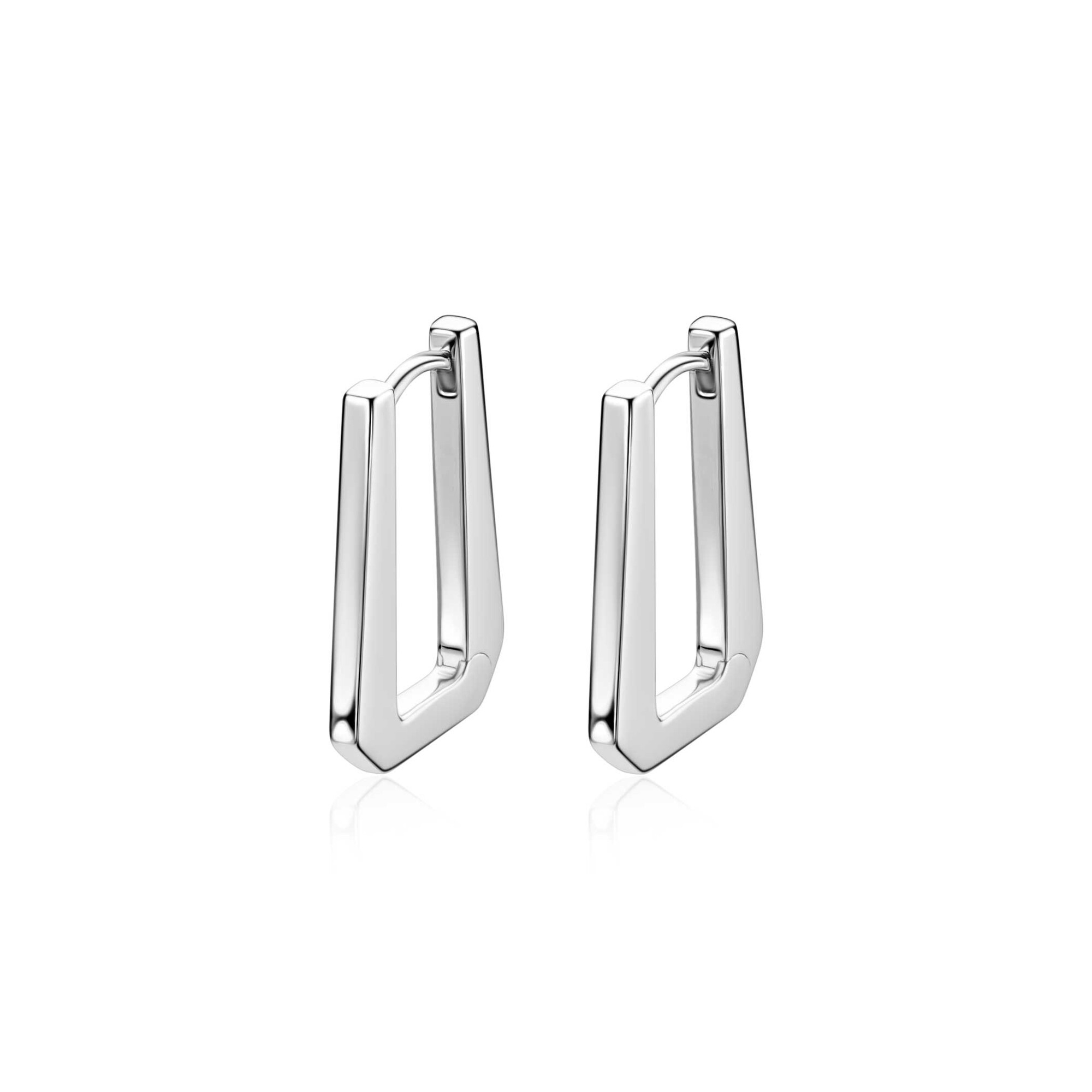 20mm ZINZI zilveren rechthoekige oorringen, strakke buis met modern design, luxe klapsluiting ZIO2879