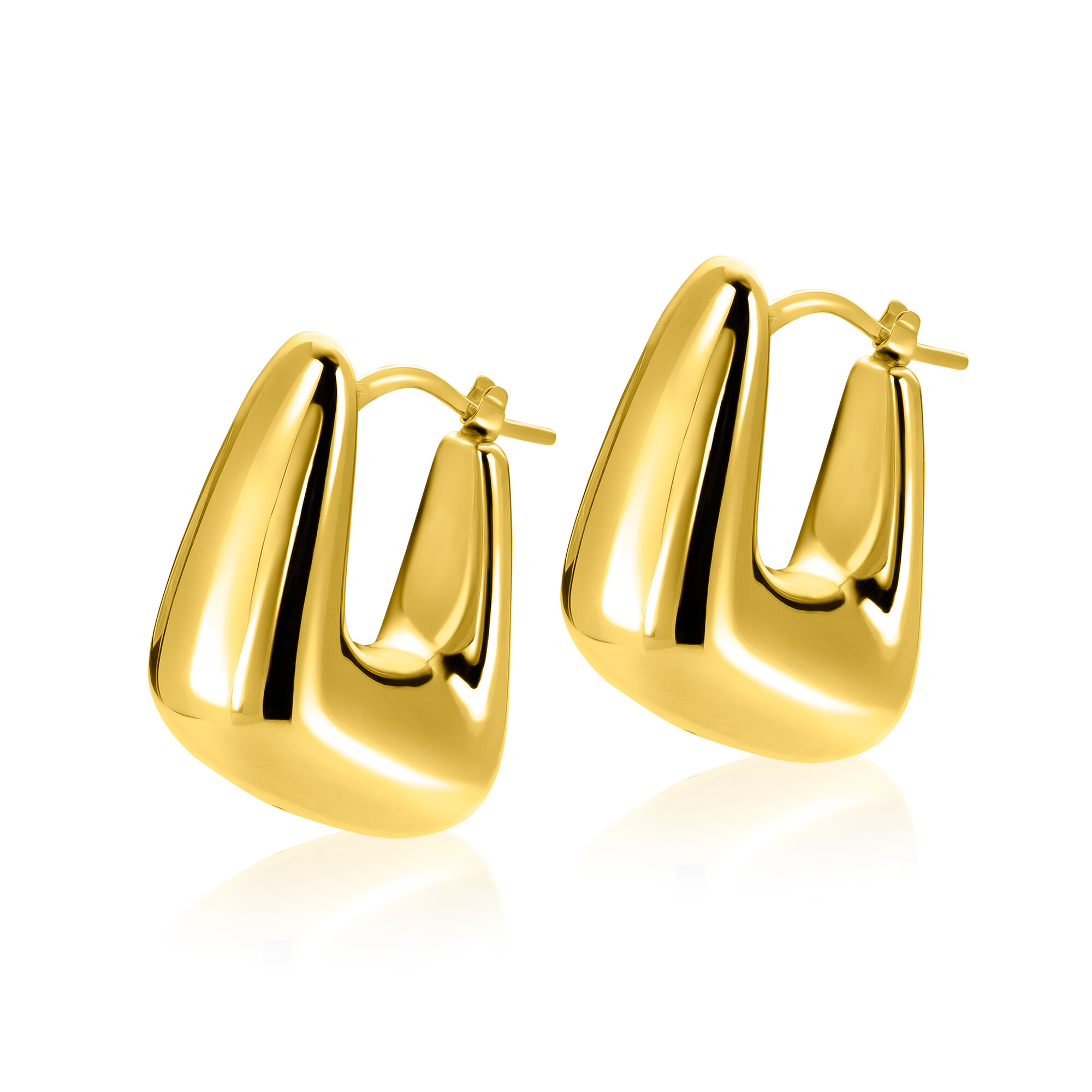 24mm ZINZI gold plated zilveren oorringen met brede buis, vierkante look en handige bovensluiting ZIO2747G