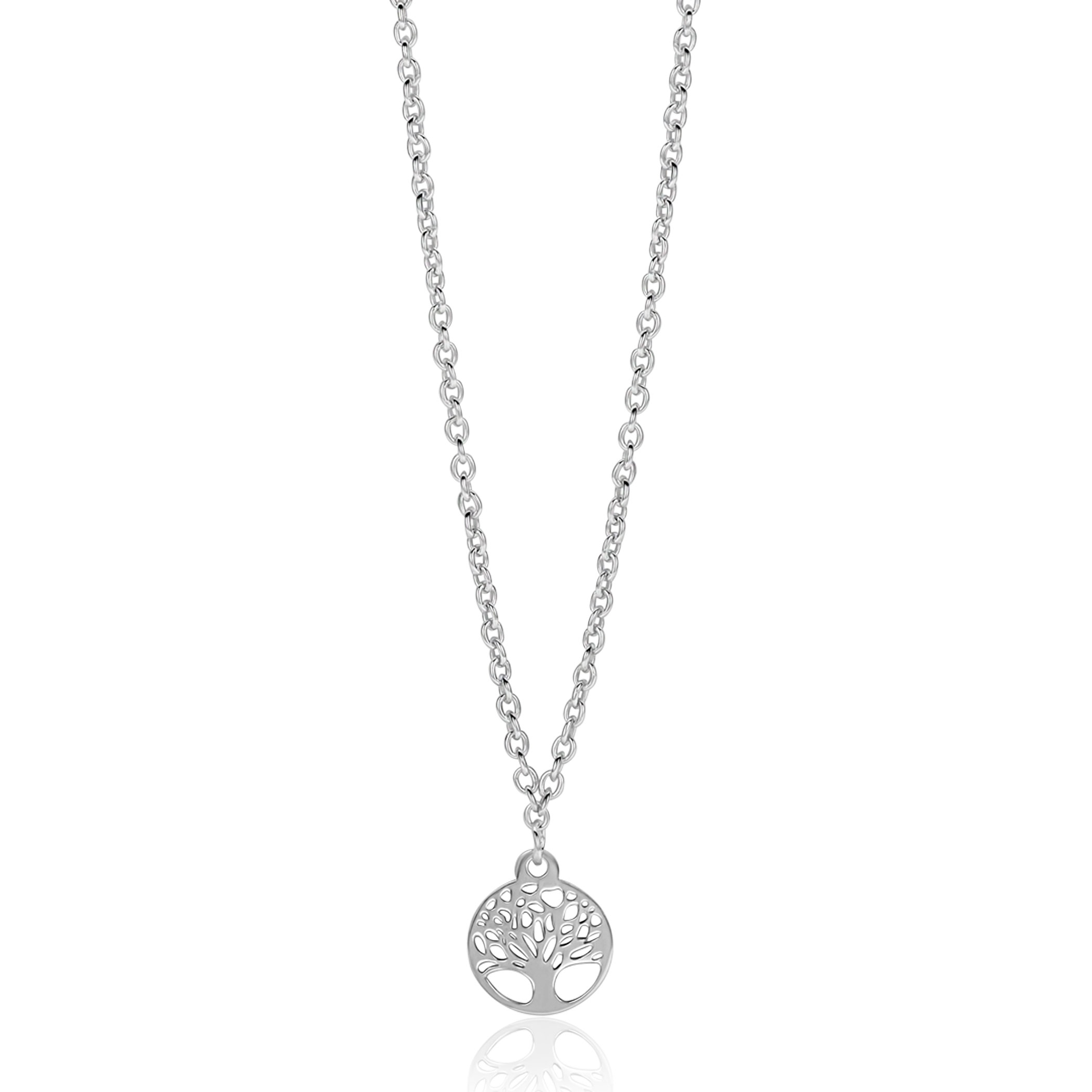 ZINZI zilveren ketting met levensboom hanger 8mm 42-45cm ZIC-BF139
