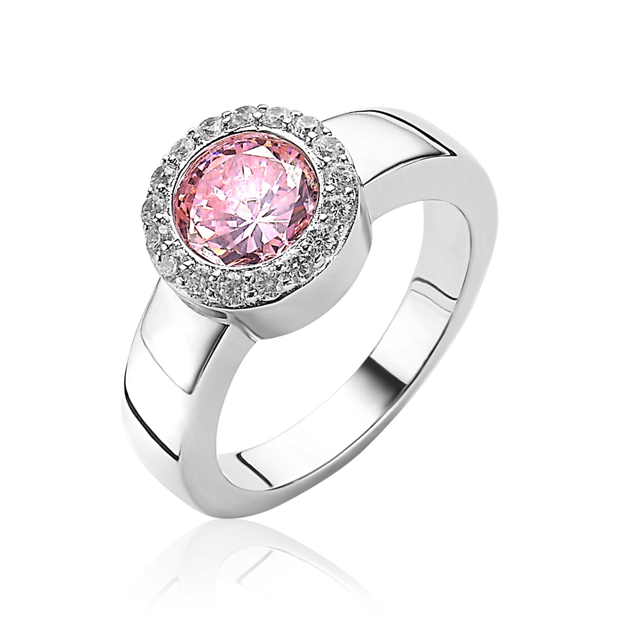 ZINZI zilveren wisselring rond wit ZIR4C