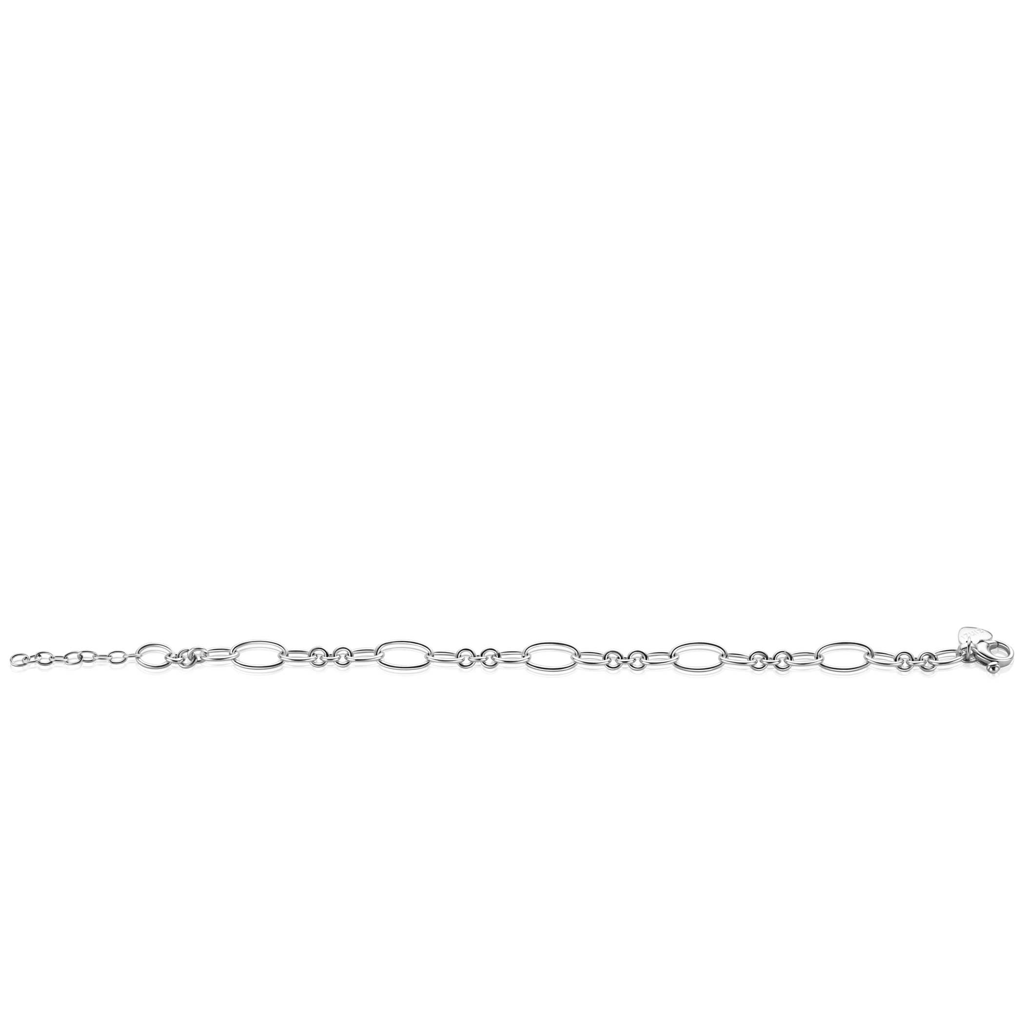 ZINZI zilveren schakelarmband met speelse combinaties van ronde en ovale schakels ZIA2706