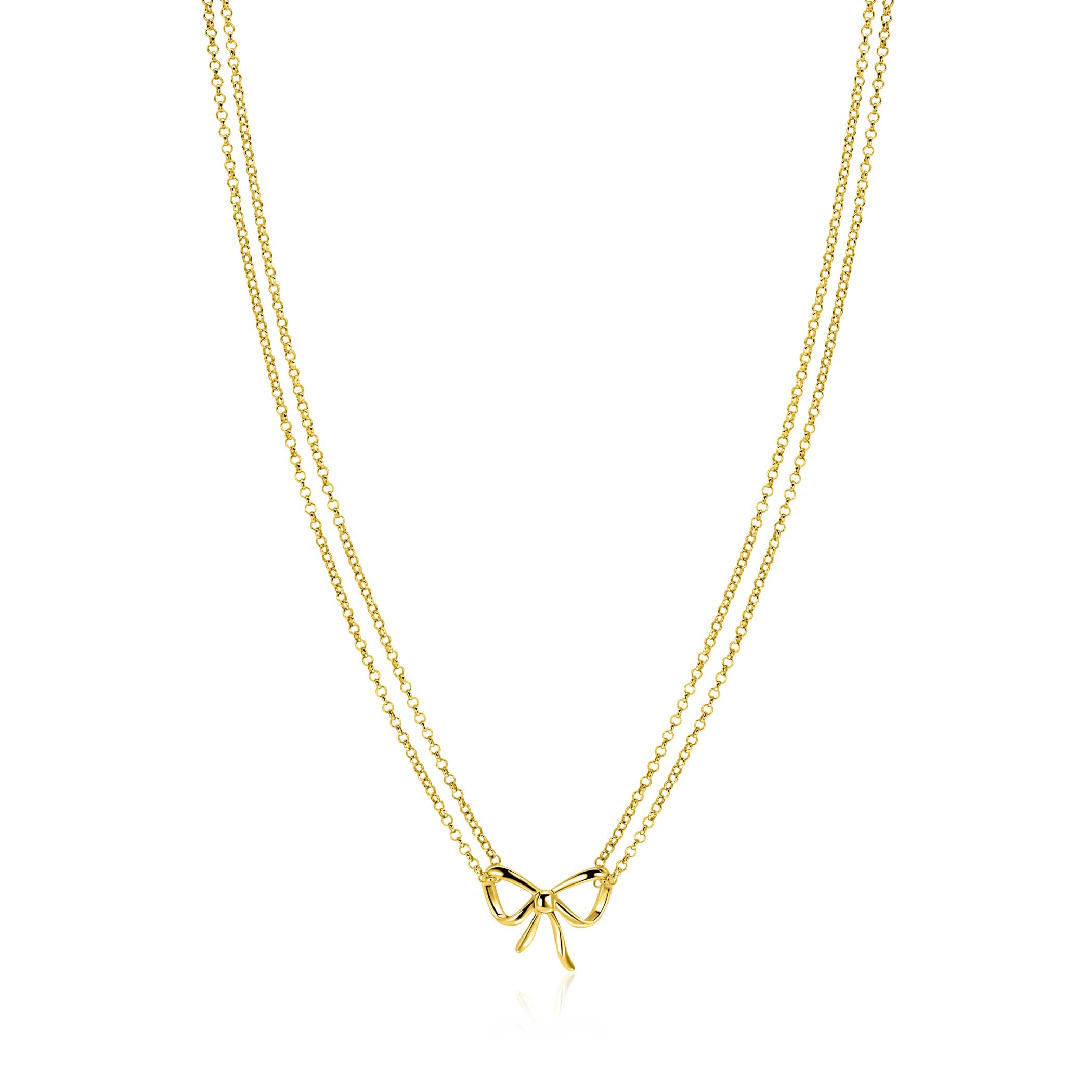 ZINZI gold plated zilveren multi-look ketting met sierlijke strik 40-43cm ZIC2677