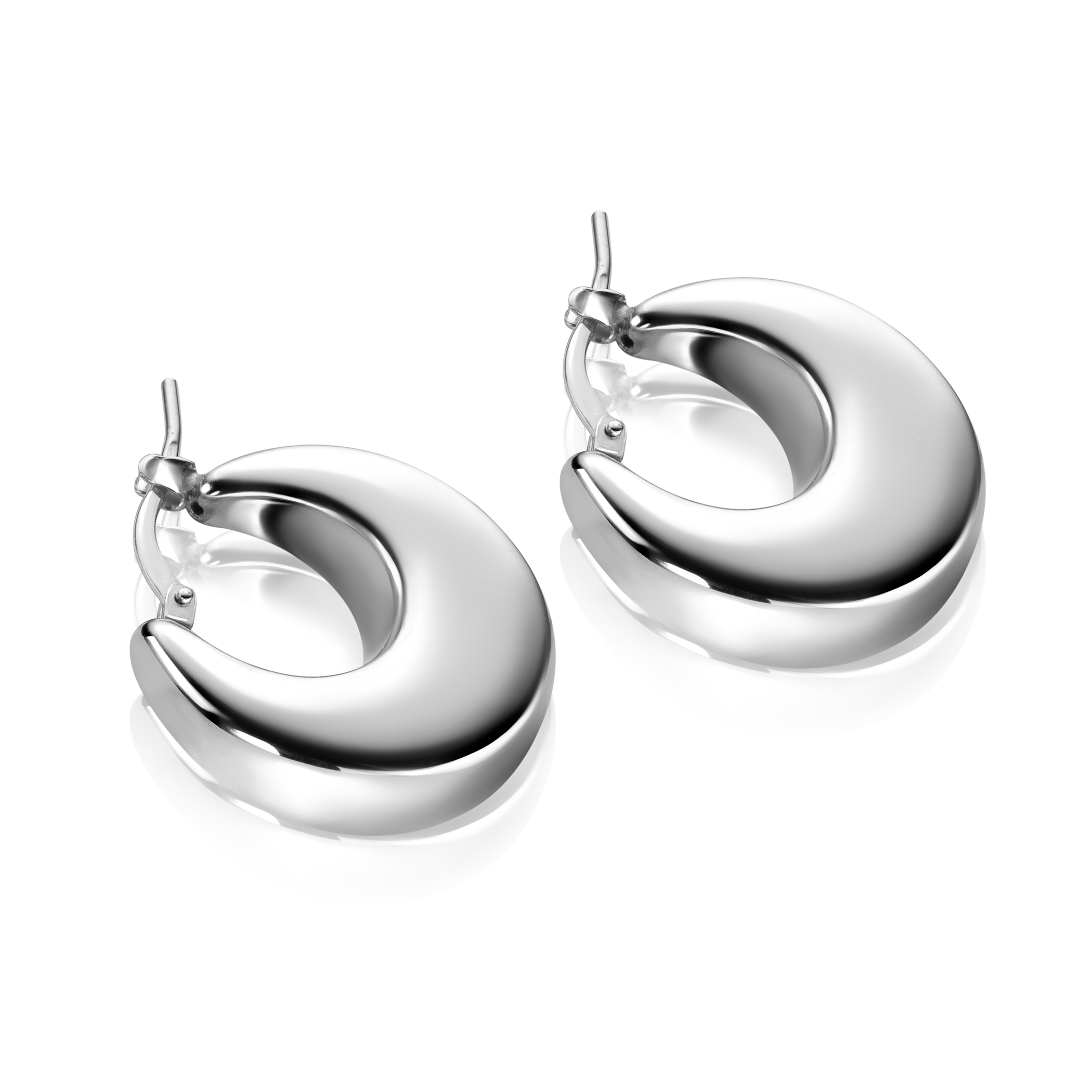 22mm ZINZI zilveren oorringen met brede buis (7mm) en rond aflopend, handige bovensluiting  ZIO2751