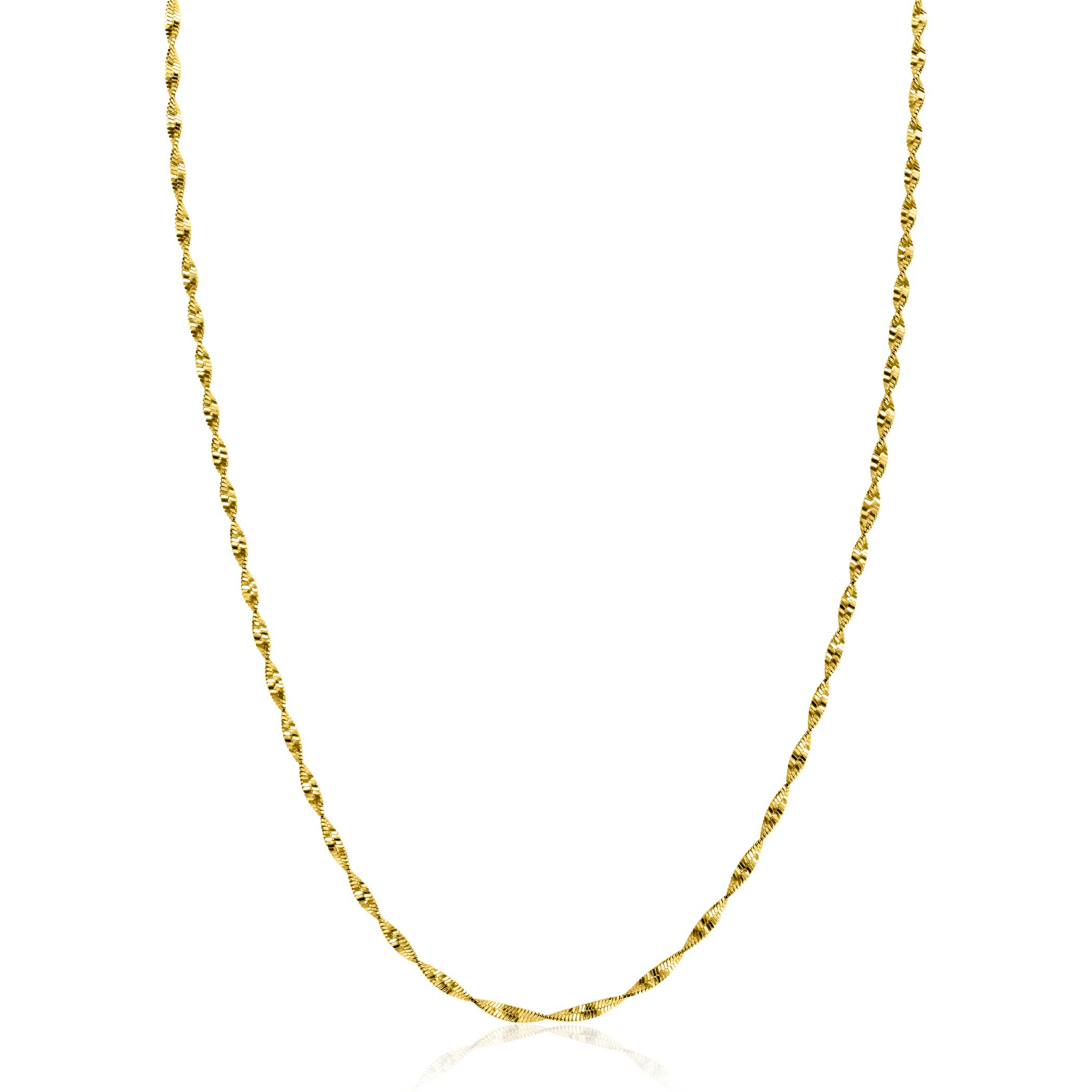 ZINZI gold plated zilveren ketting met glinsterende gedraaide schakels 1,9mm breed 43-45cm ZIC2585G
